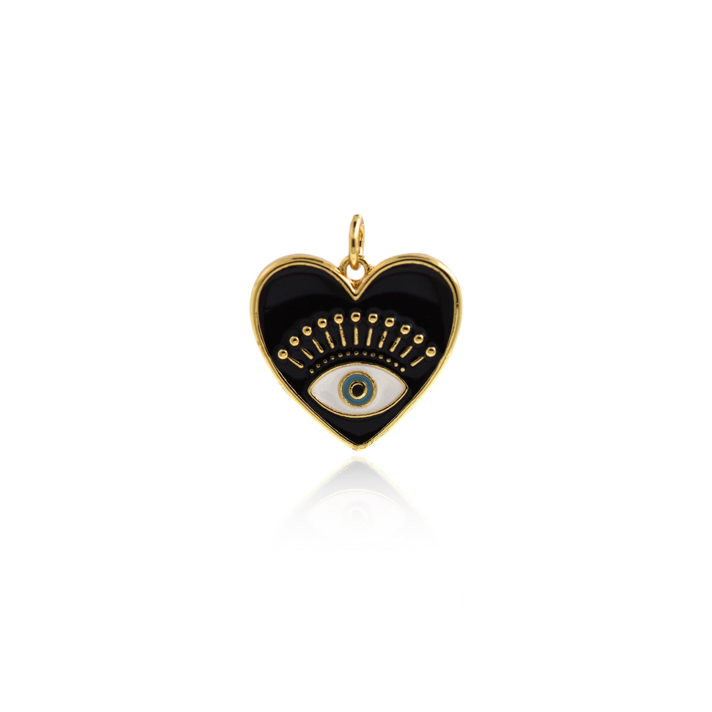 Brass Enamel Evil Eye Pendant, Dark Style Jewelry 19.5x18.5mm