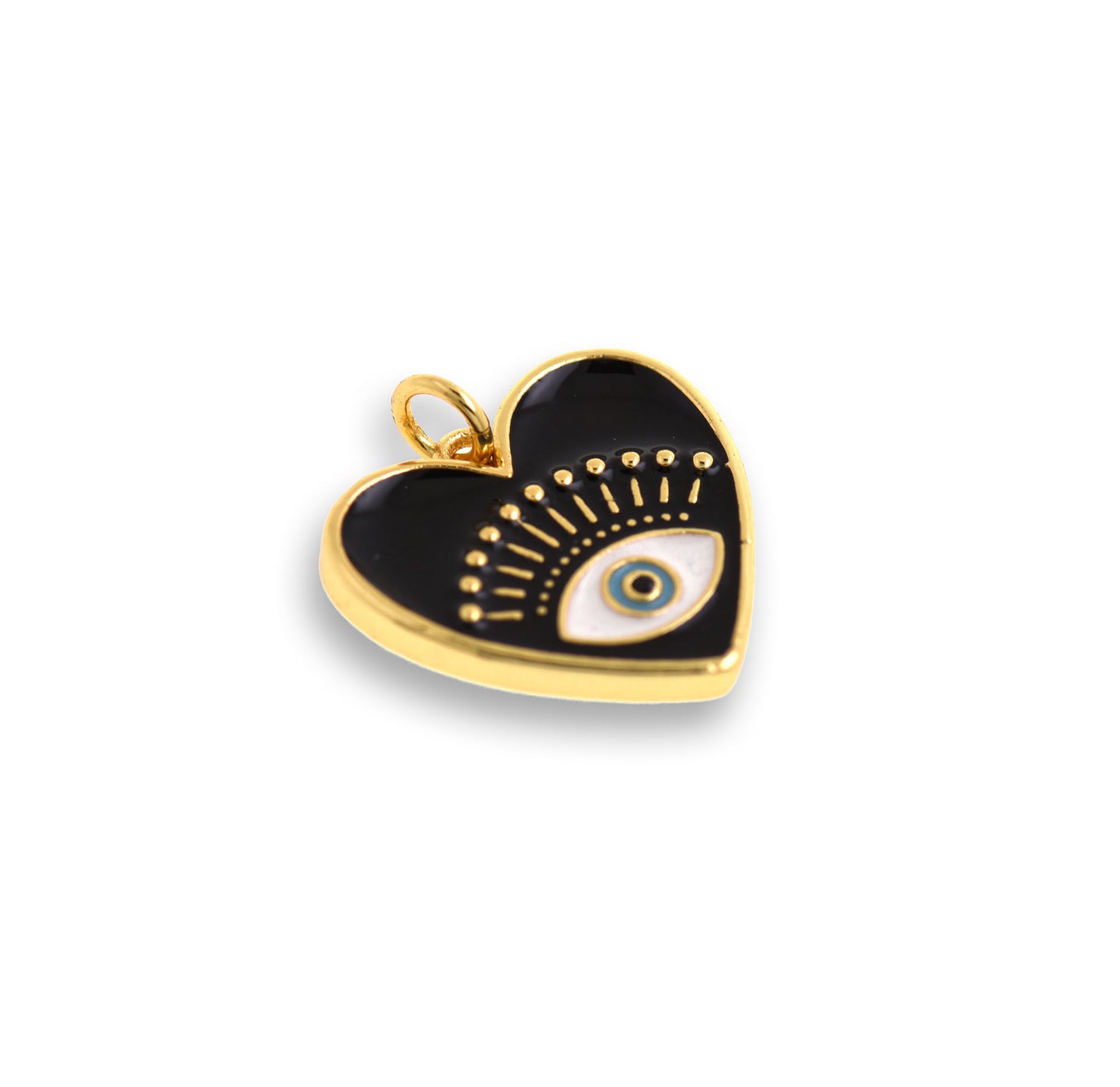 Brass Enamel Evil Eye Pendant, Dark Style Jewelry 19.5x18.5mm