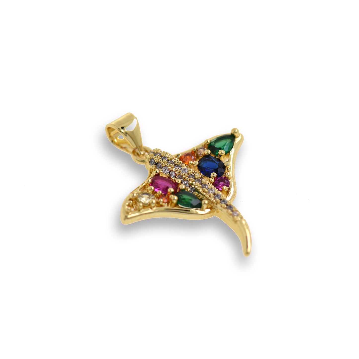 Gold Plated Zircon Jellyfish Pendant 24x22.5mm