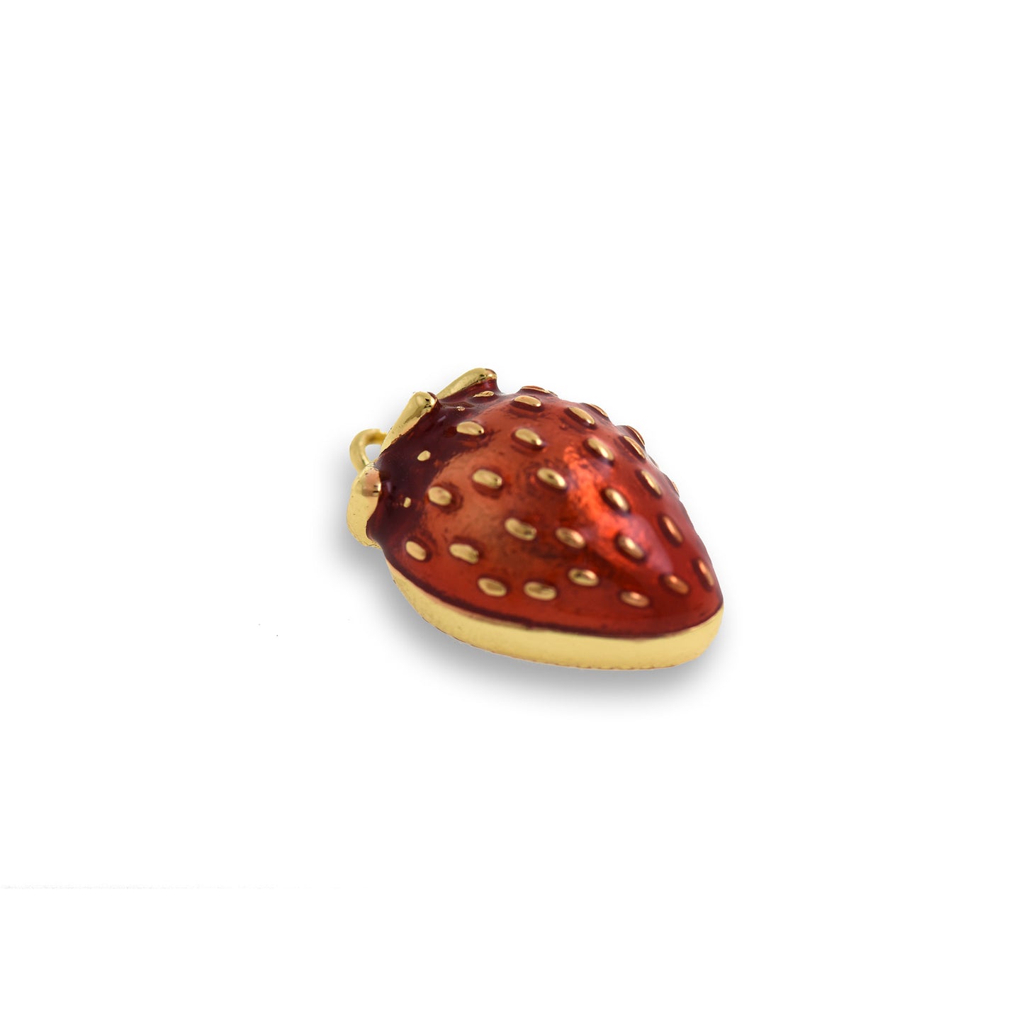 Cute Enamel Strawberry Charm,18K Gold Filled Fruit Pendant 22x15mm