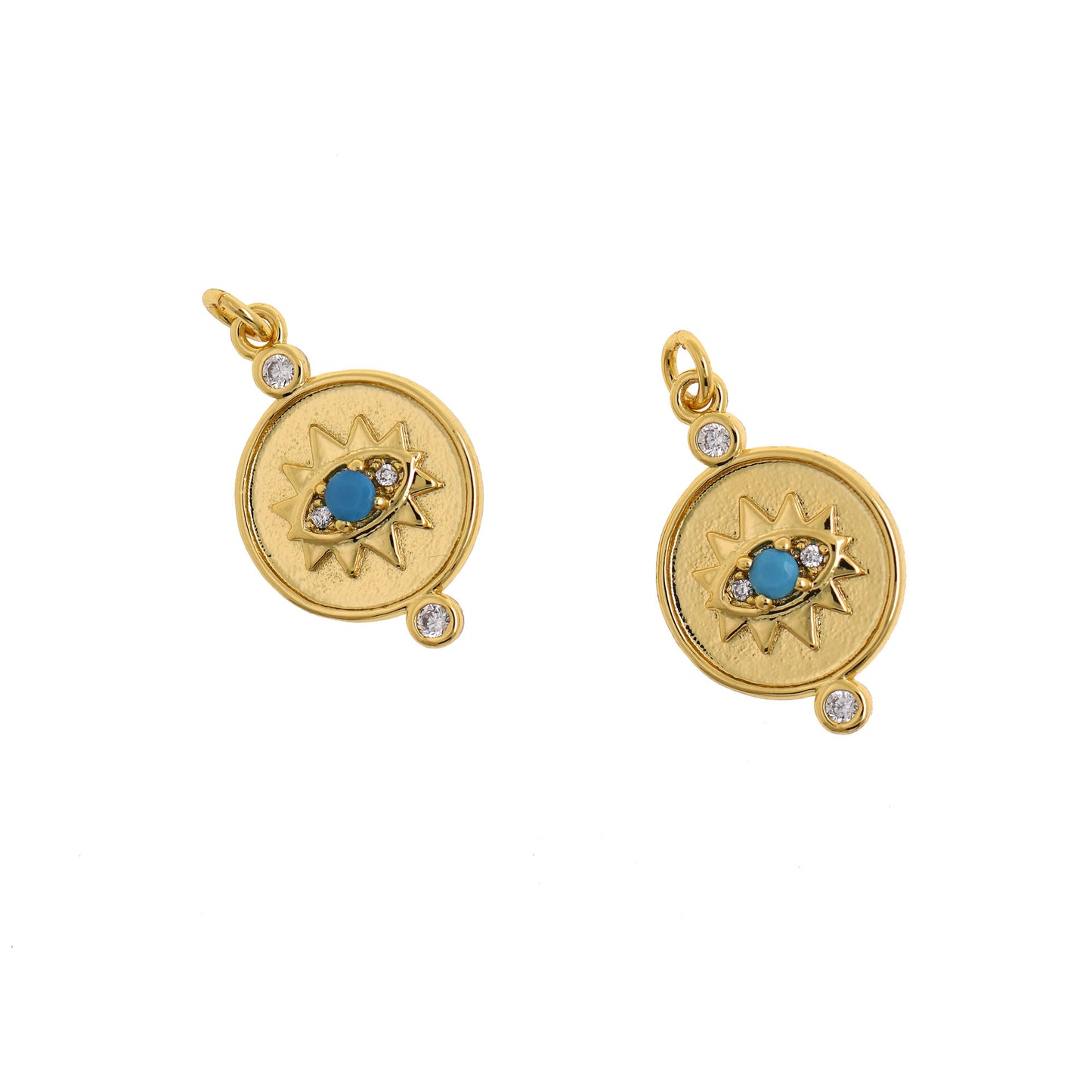 18K GF Dainty Blue Lucky Eye Pendant,Cute Evil Eye Charm 20x12.5mm