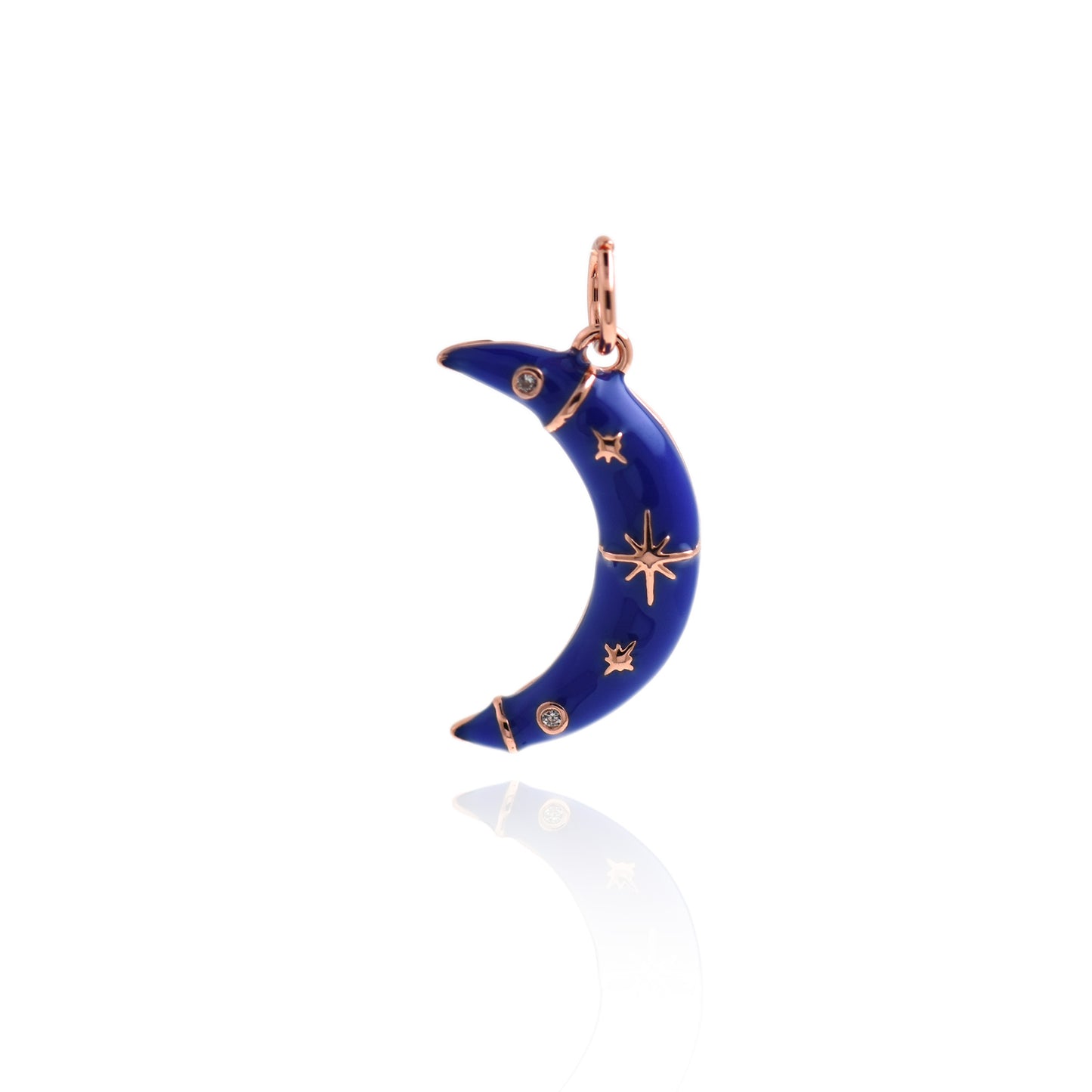 Blue Enamel Half Moon Pendant 20x12mm