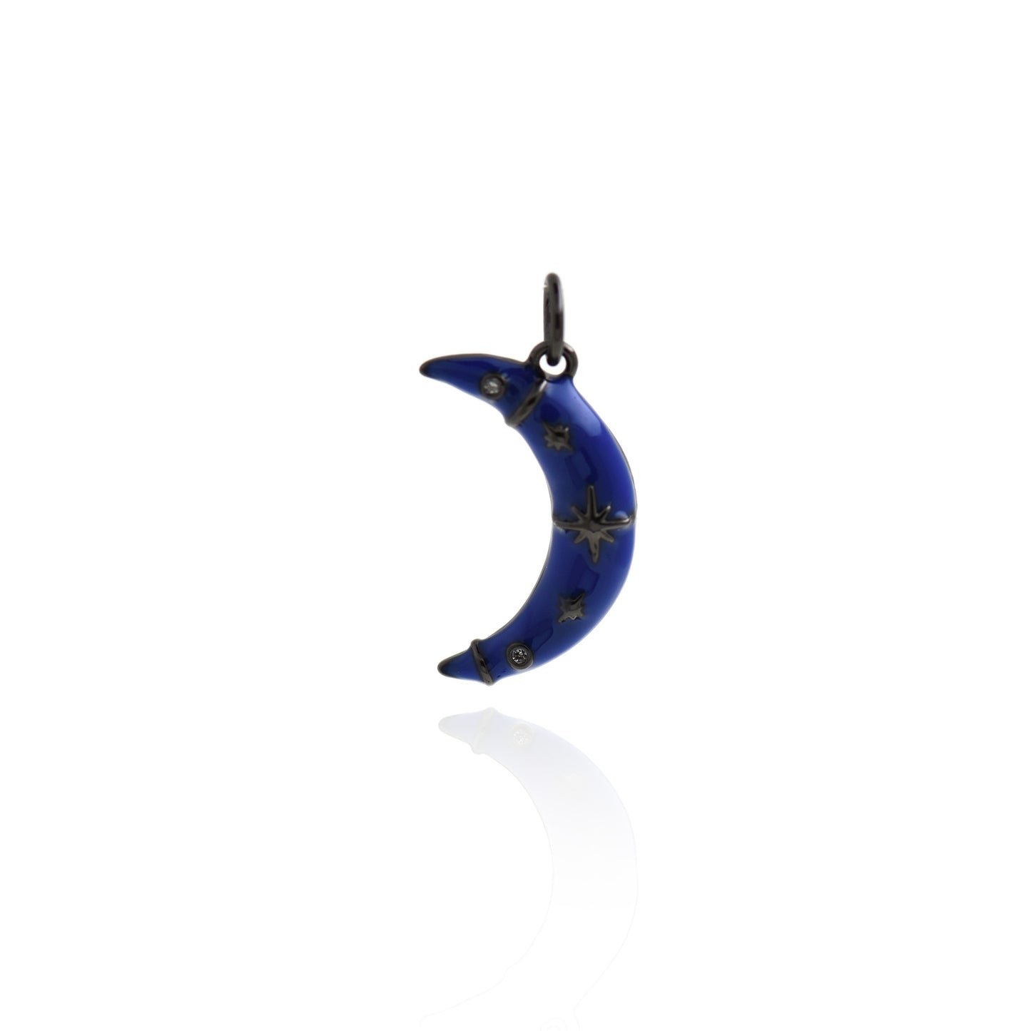 Blue Enamel Half Moon Pendant 20x12mm