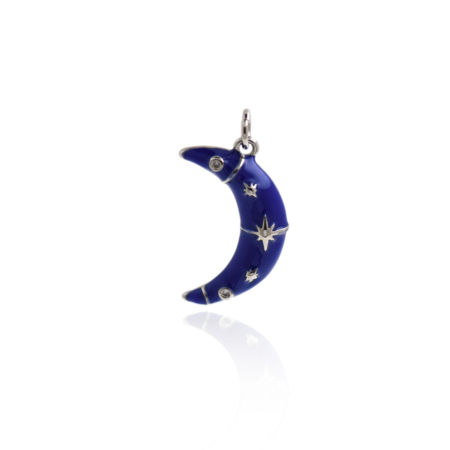 Blue Enamel Half Moon Pendant 20x12mm