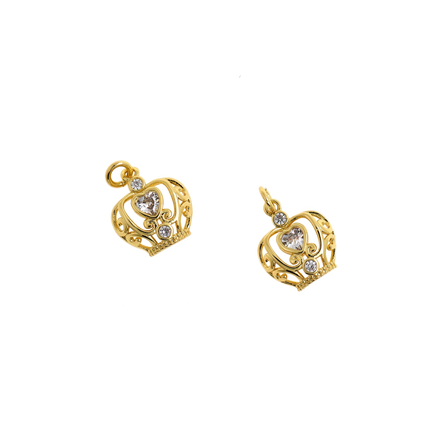 18K Gold Filled Crown Pendant Charm 15x14mm