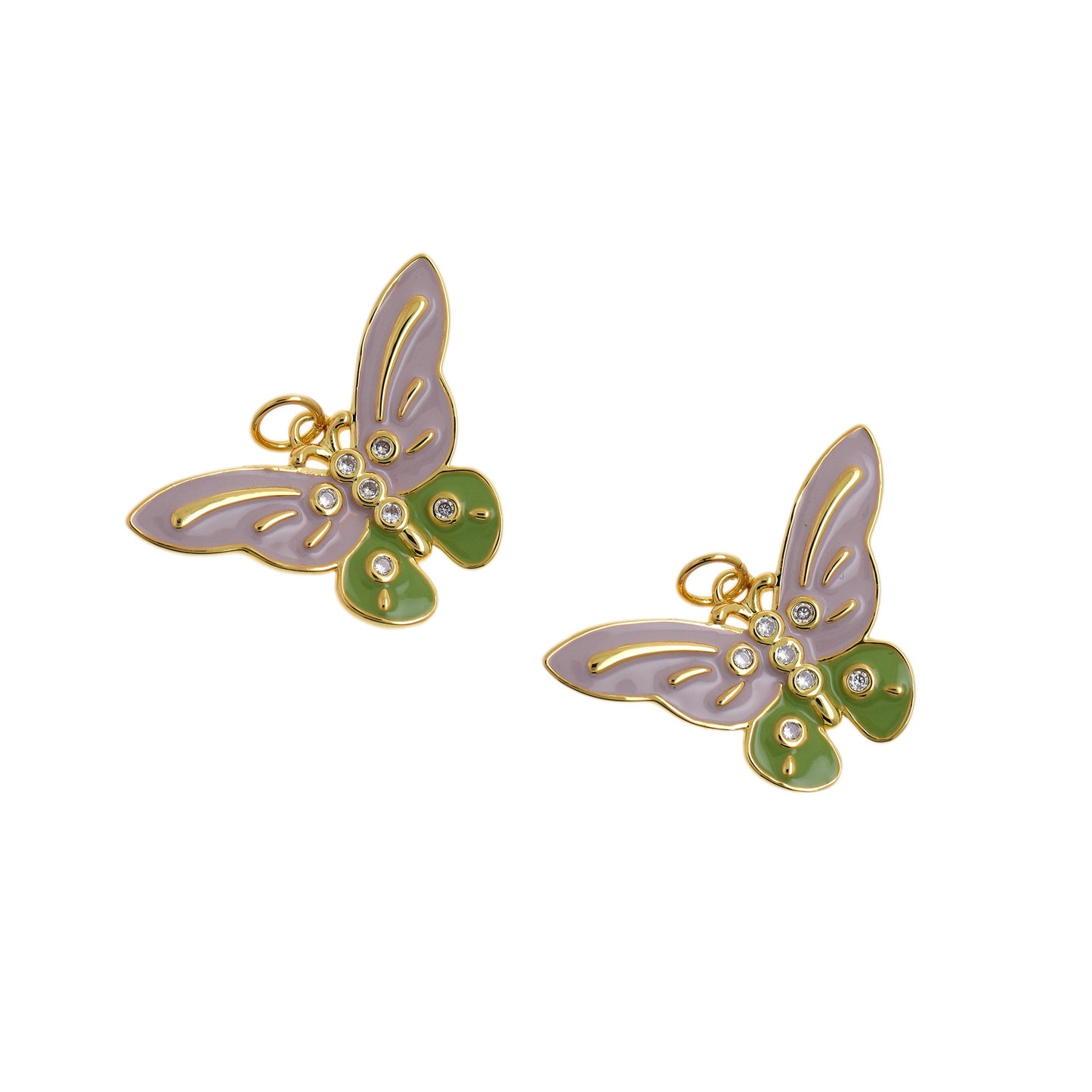 18K plated Enamel Monarch Butterfly Pendant 27.5x18.5mm