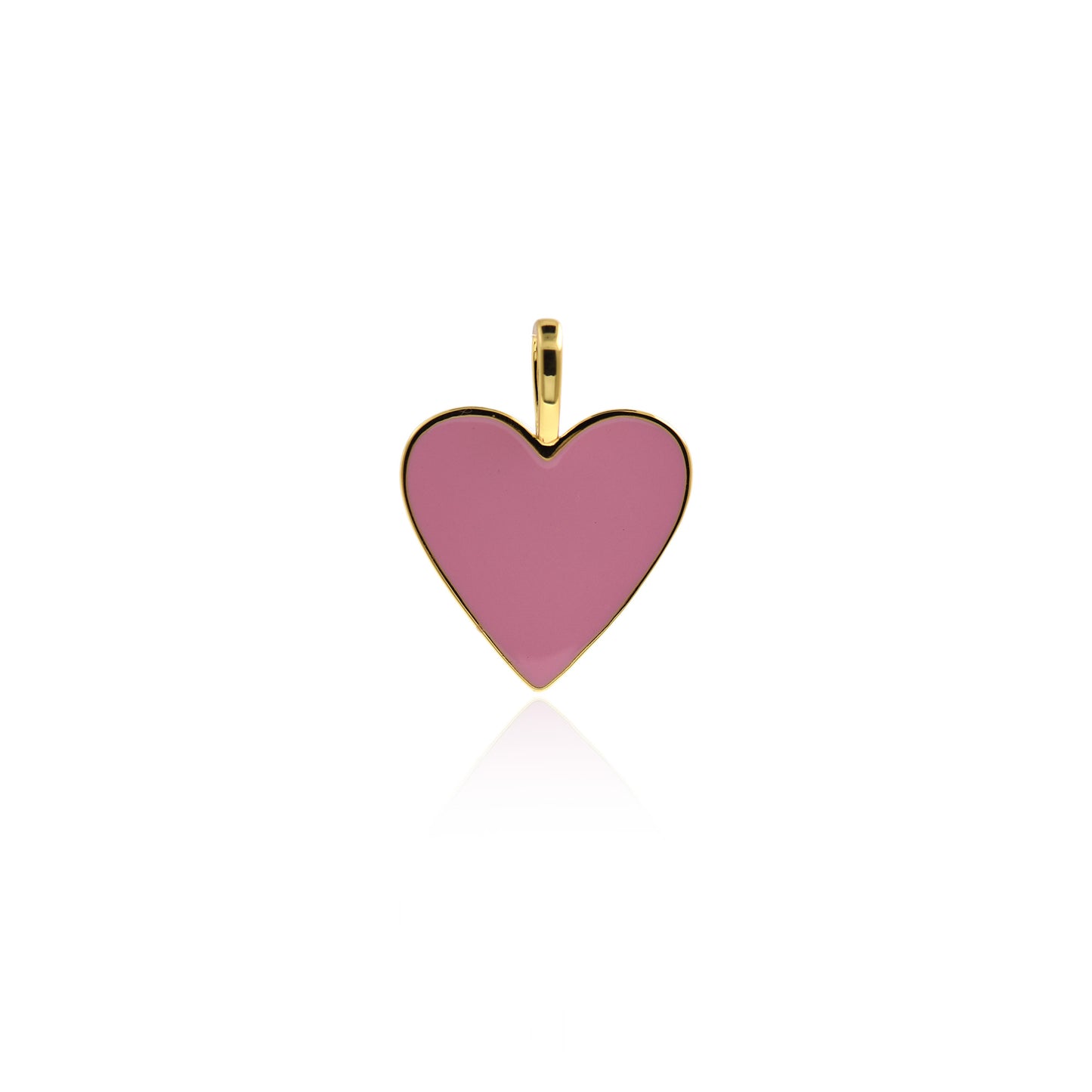 18K Gold Filling Enamel Heart Charm, Lovely Heart Pendant 24.5x19mm