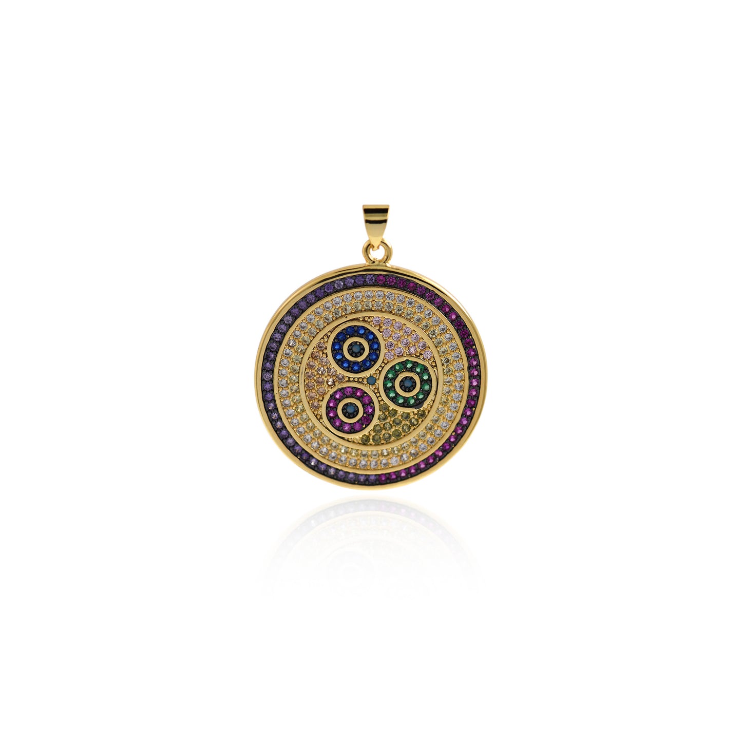 18K Delicate Round Zircon Pendant Necklace 30mm