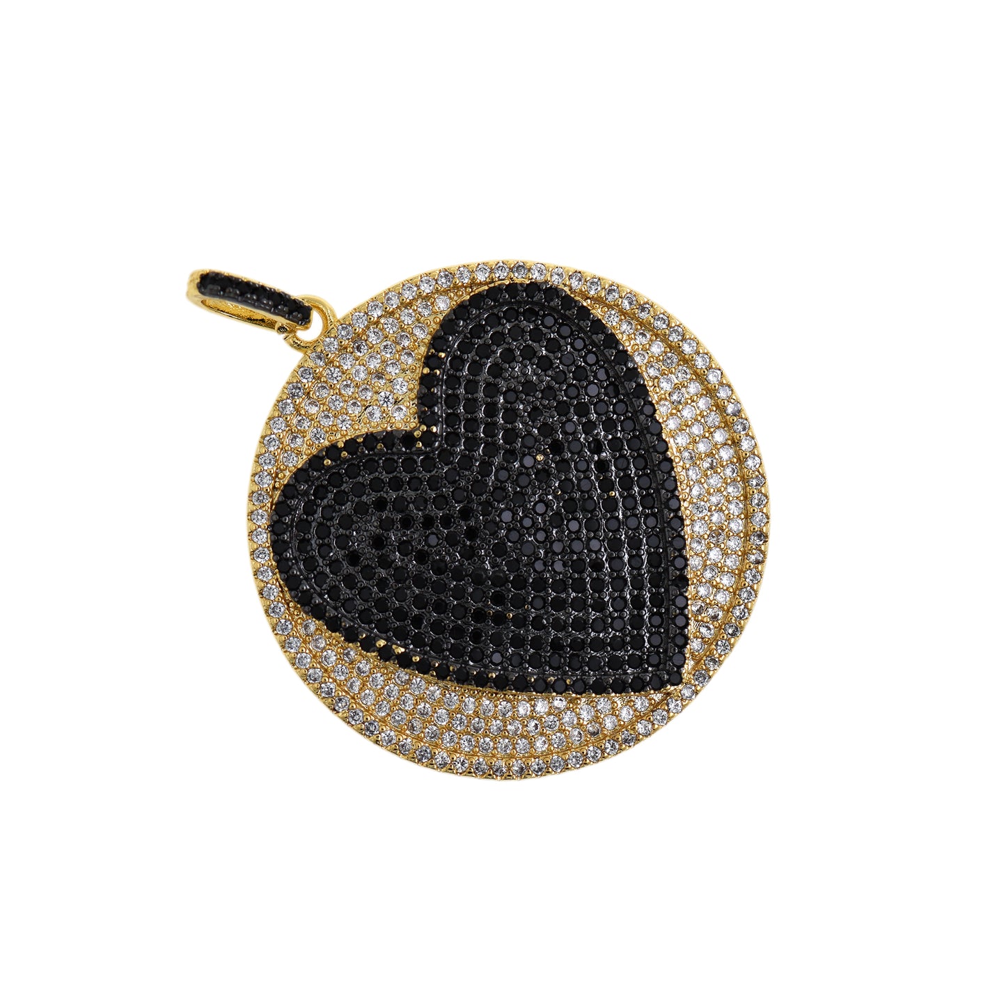 18K Round Heart Shaped Zircon Pendant Necklace 35mm