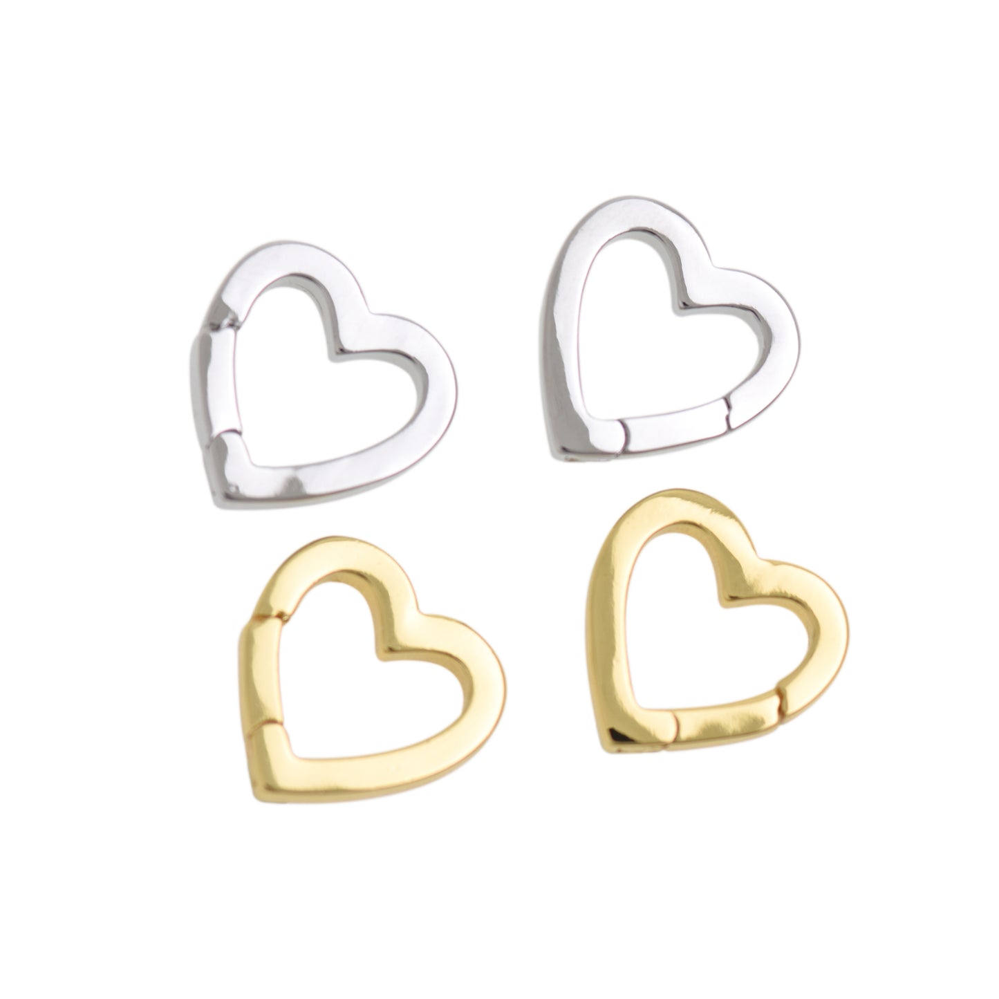 Gold Silver Filled Heart Buckle, Heart Pavé Lock 16x16mm