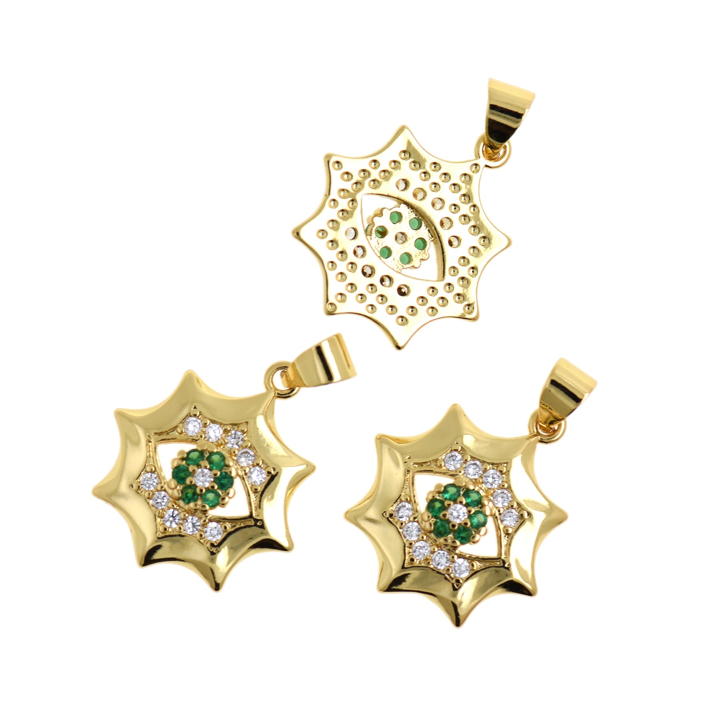 CZ Evil Eye Pendant-18K Gold plated Evil Eye Charm 22mm