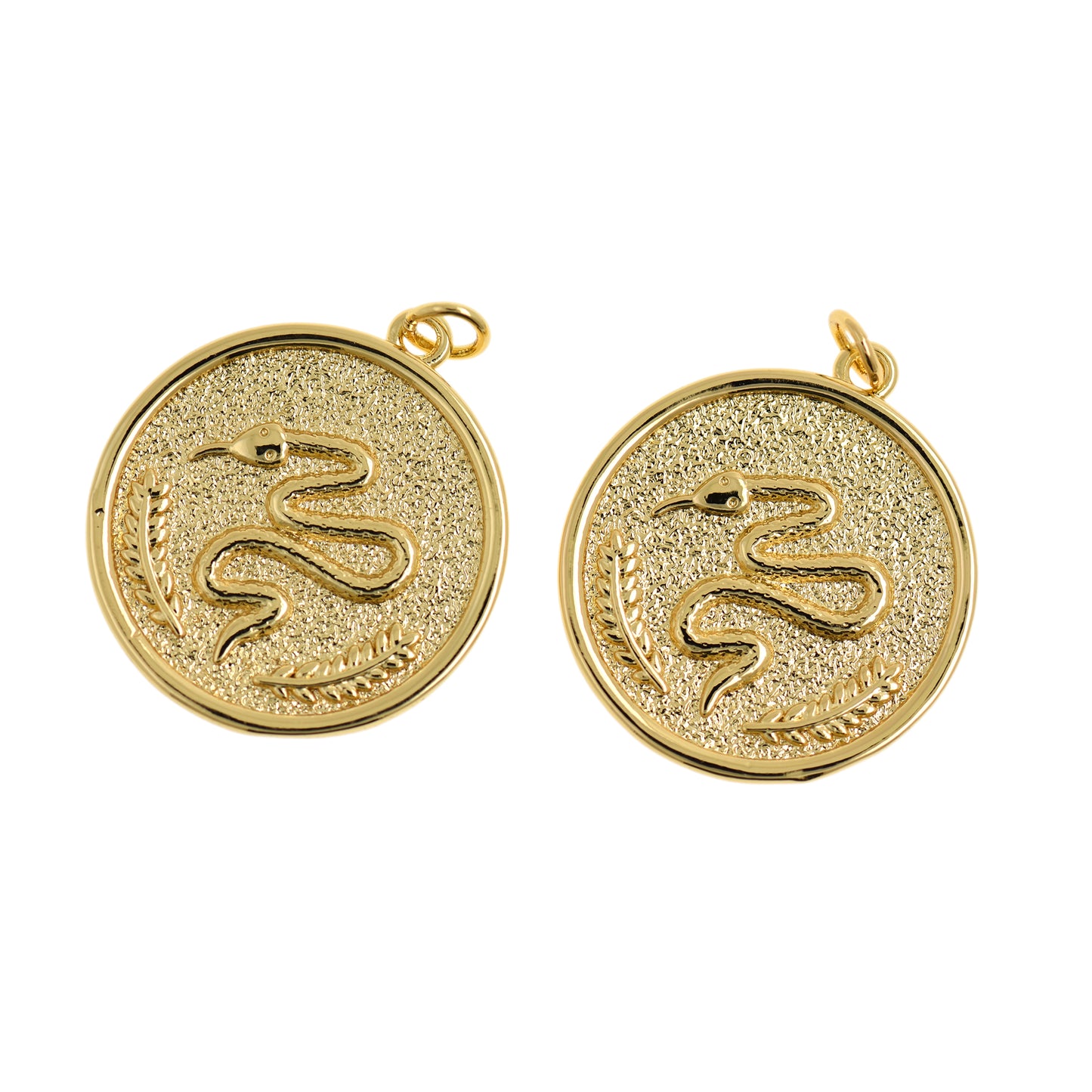 Coin Snake Pendant, Simple Brass Pendant 23mm