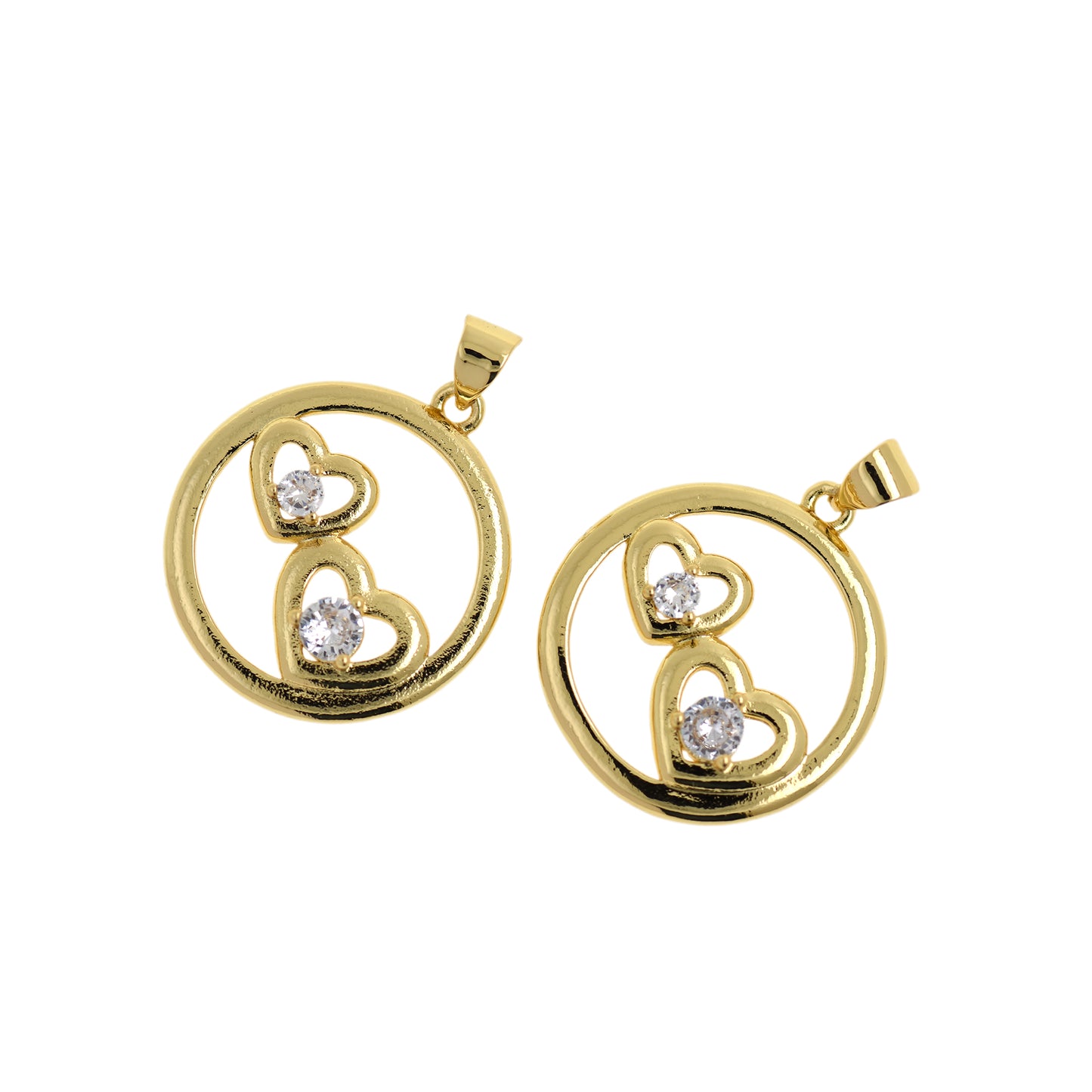 18K Filled Gold Openwork Heart Necklace Pendant 22mm