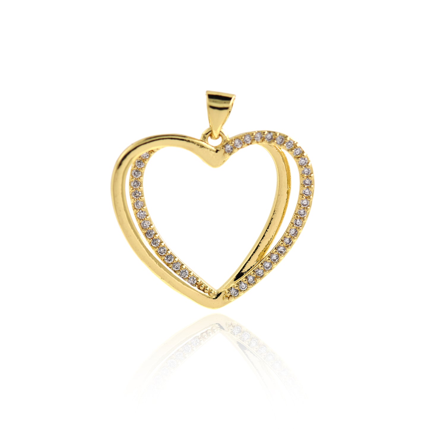CZ Micropavé Pendant Openwork Heart Pendant 25x23mm