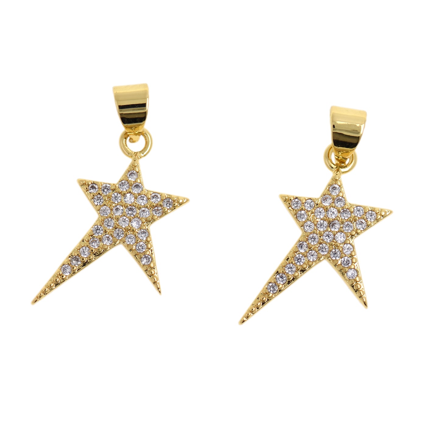 18K Filled Gold Diamond Star Pendant 21x14mm