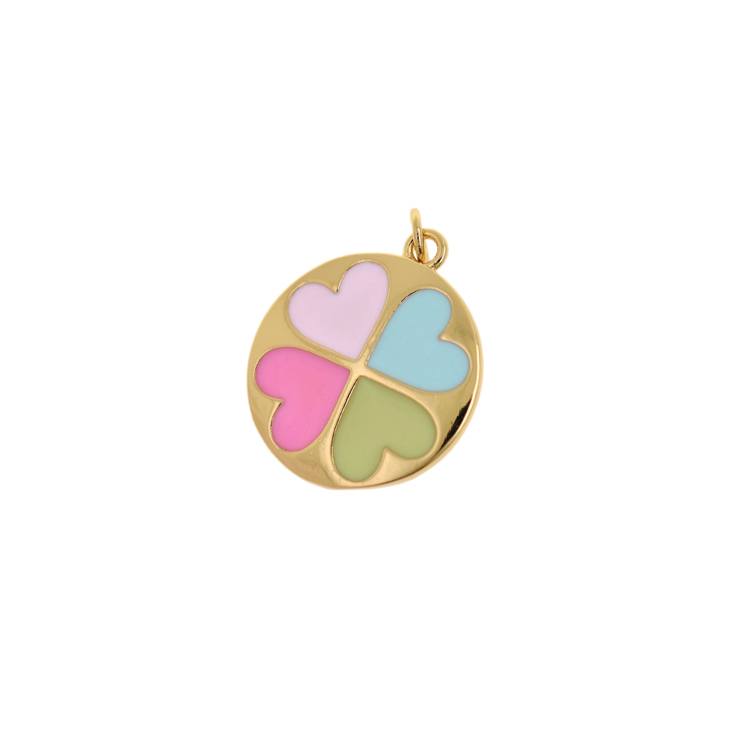 18K Filled Gold Clover Pendant, Colorful Enamel Clover Jewelry 19mm
