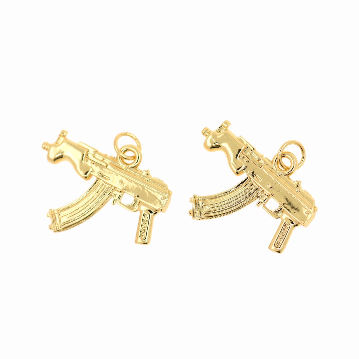 18K Filled Gold Rifle Pendant, Rifle Charm, Gun Charm 23x18mm