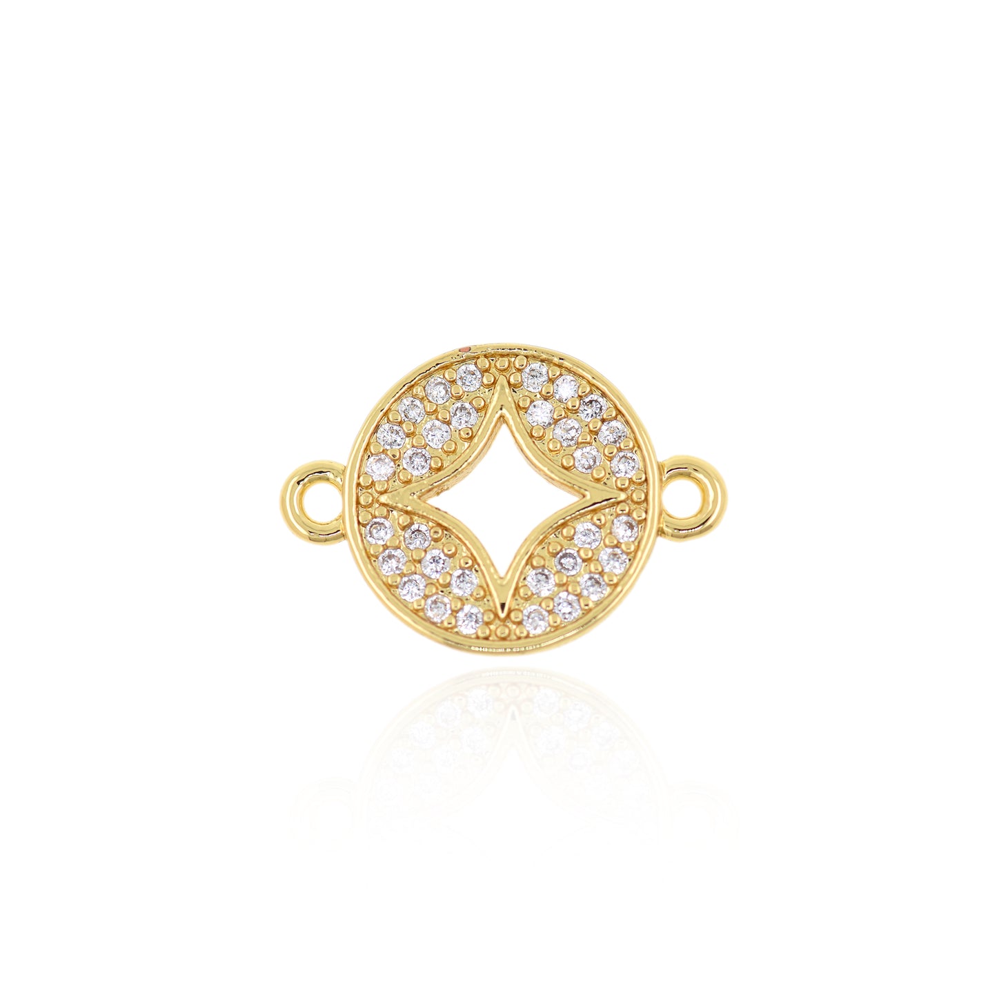 18K Filled Gold Diamond Coin Connector 17x12mm
