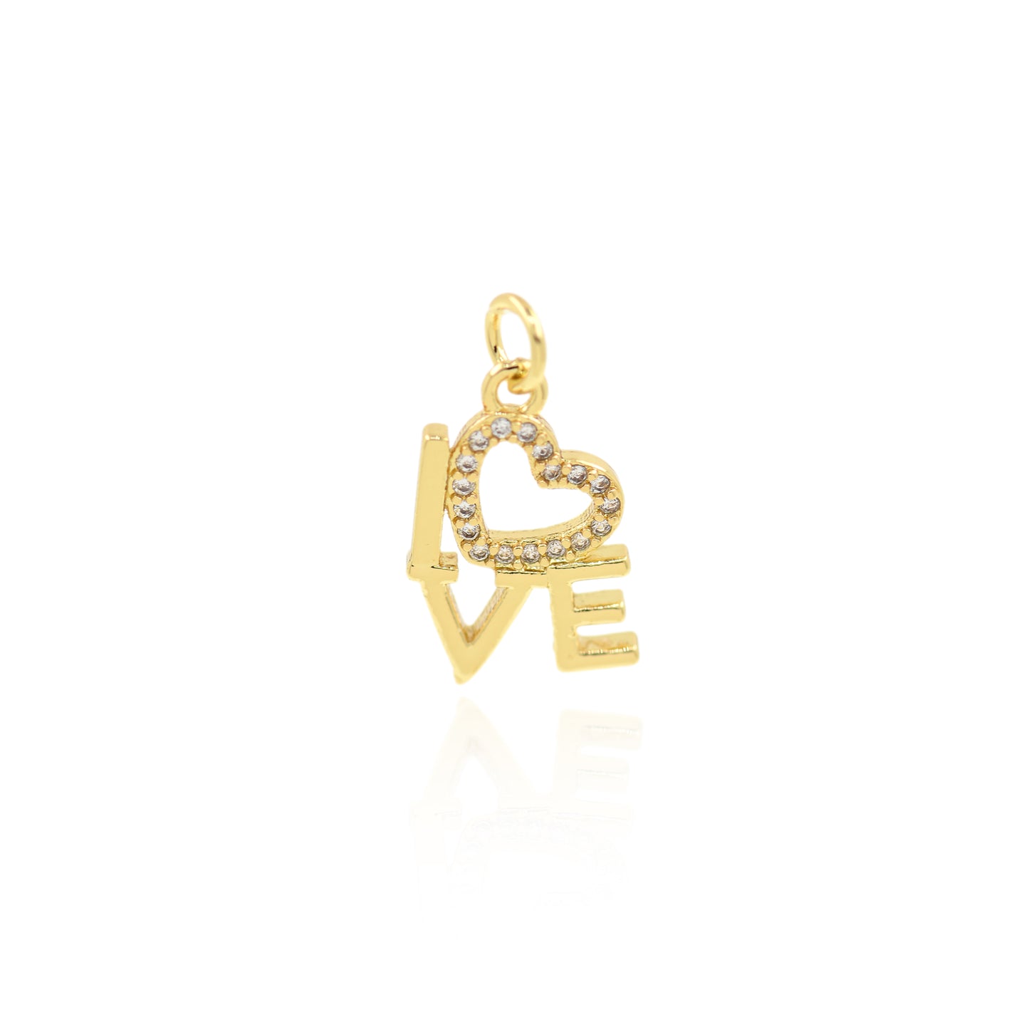 Plated Zircon Heart Pendant,Love Charm 18x11mm