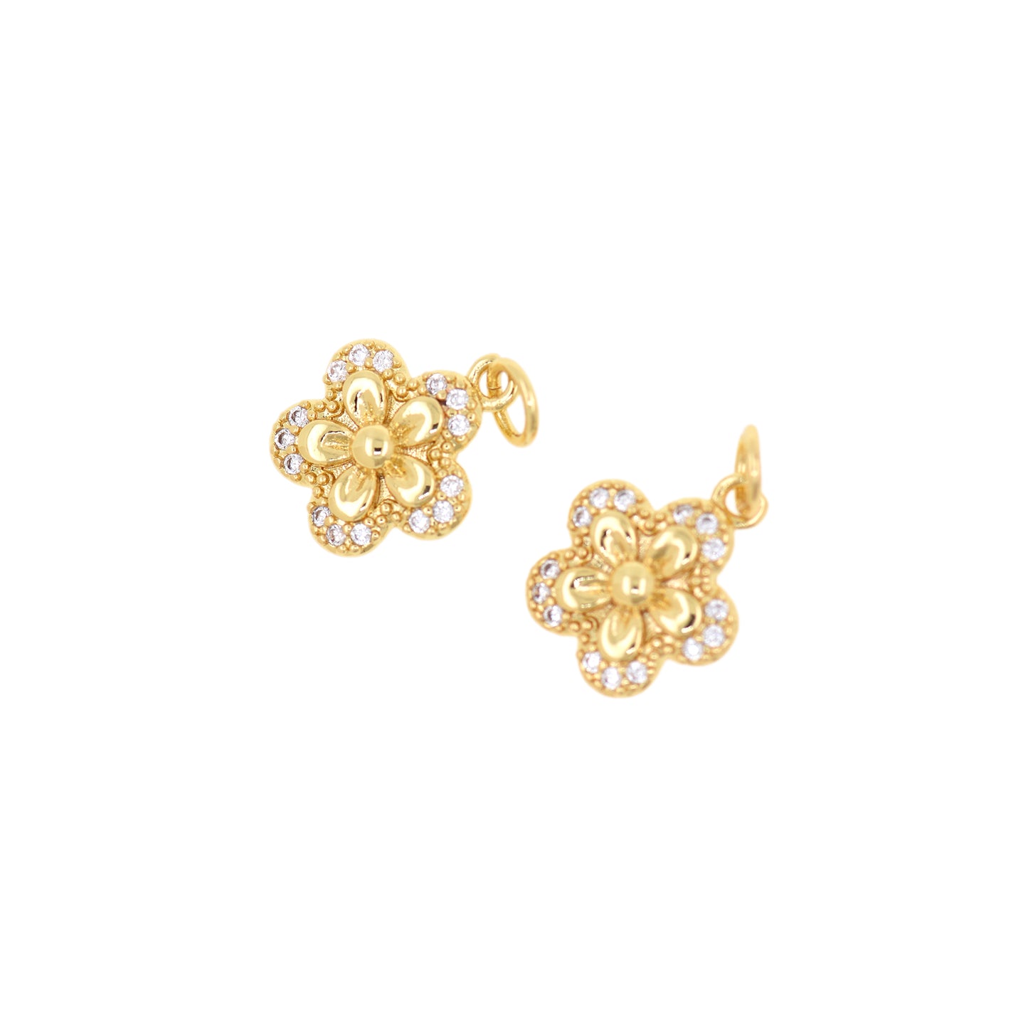 18K Filled Gold Set Zircon Flower Pendant 13x11mm