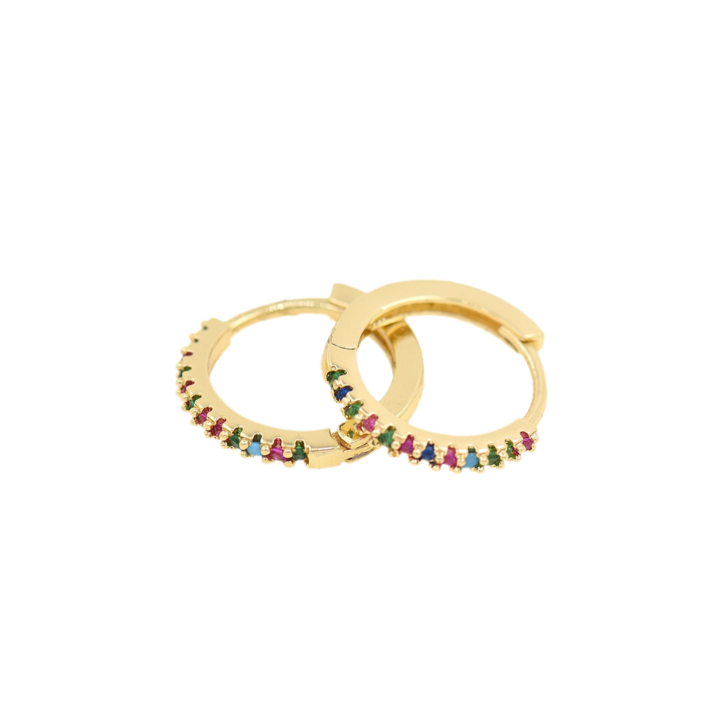 Colorful Zircon Round Stud Earrings, Geometric Jewelry 15x2mm