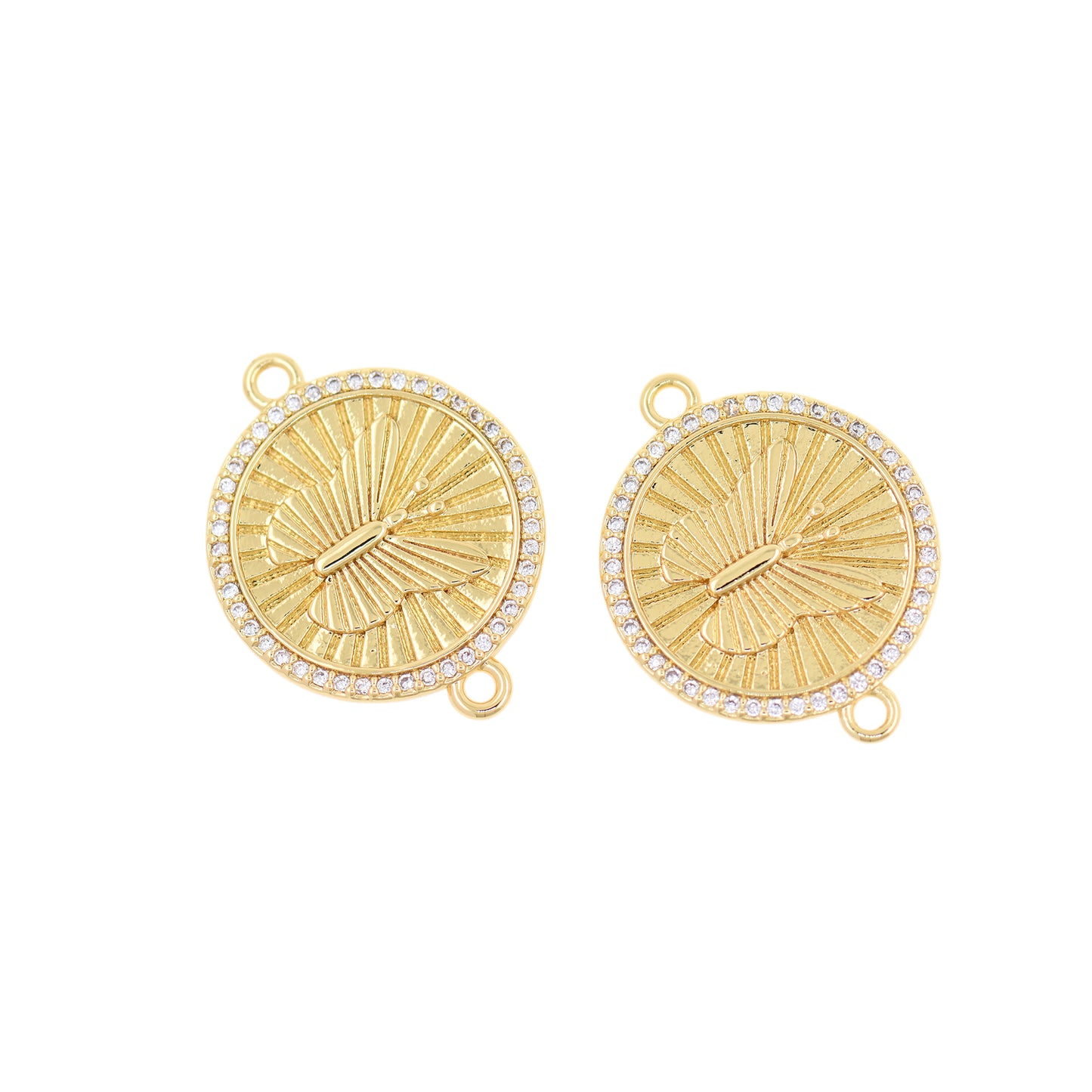 18K Filled Gold Diamond Butterfly Connector 18.5mm