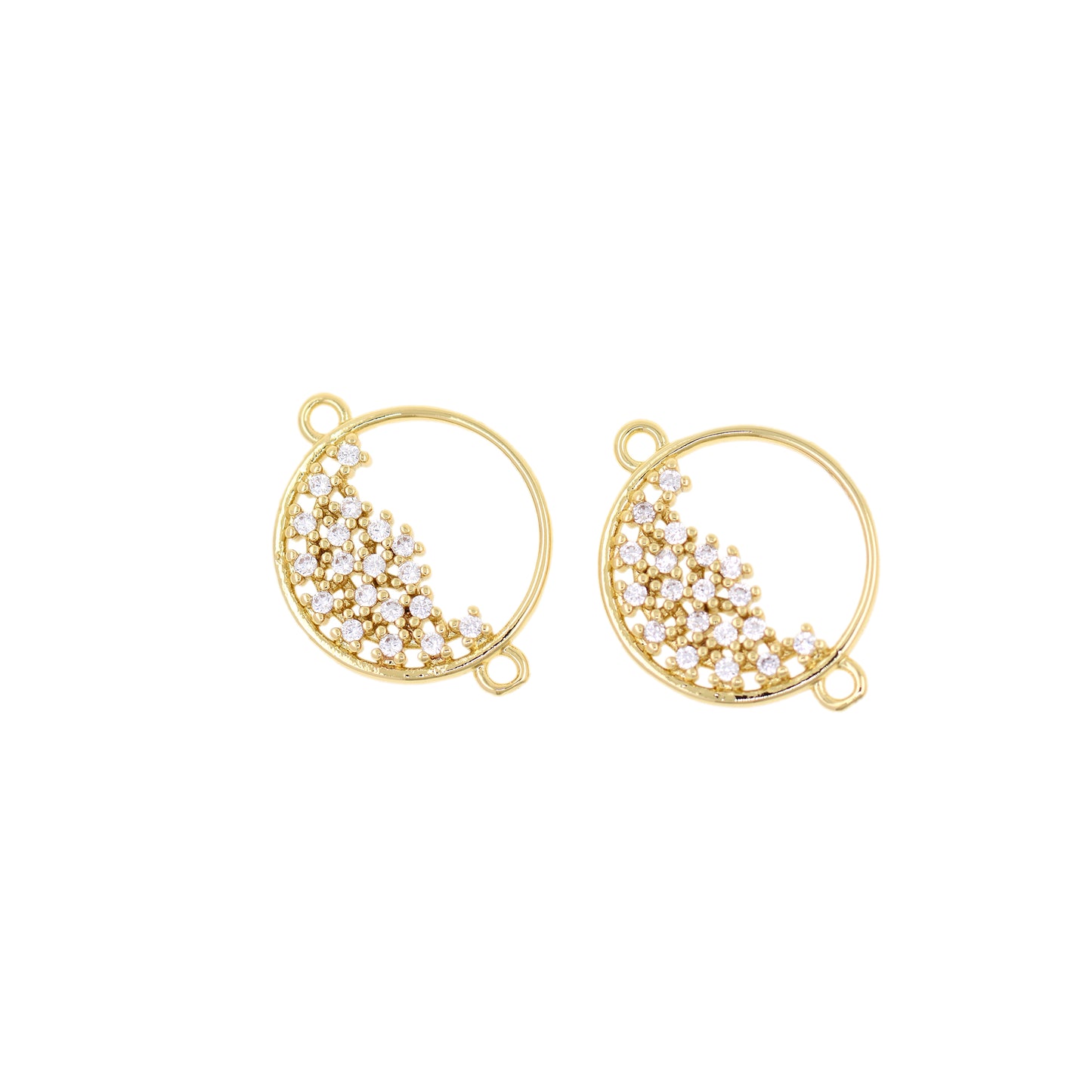 18K Filled Gold Diamond Circular Connector 16.5mm