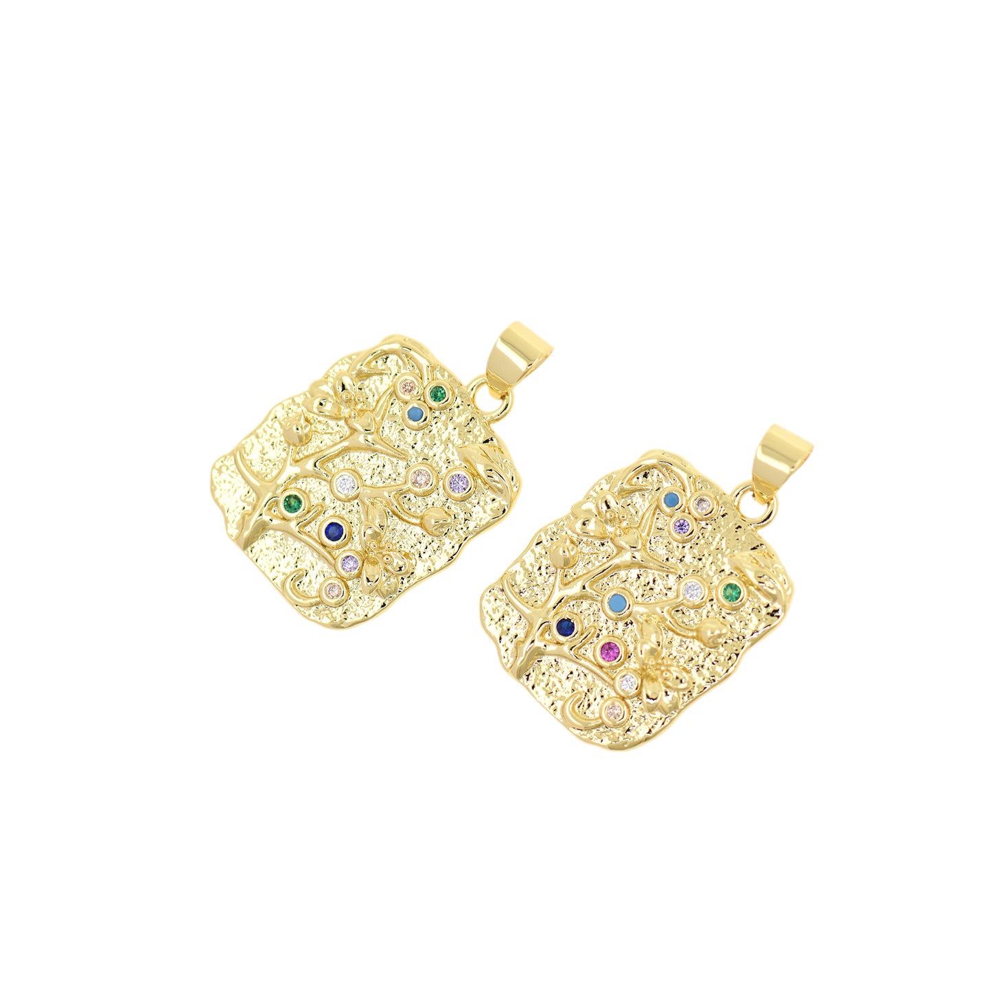 18K Gold Filled Zircon Lucky Tree Pendant 23x17mm