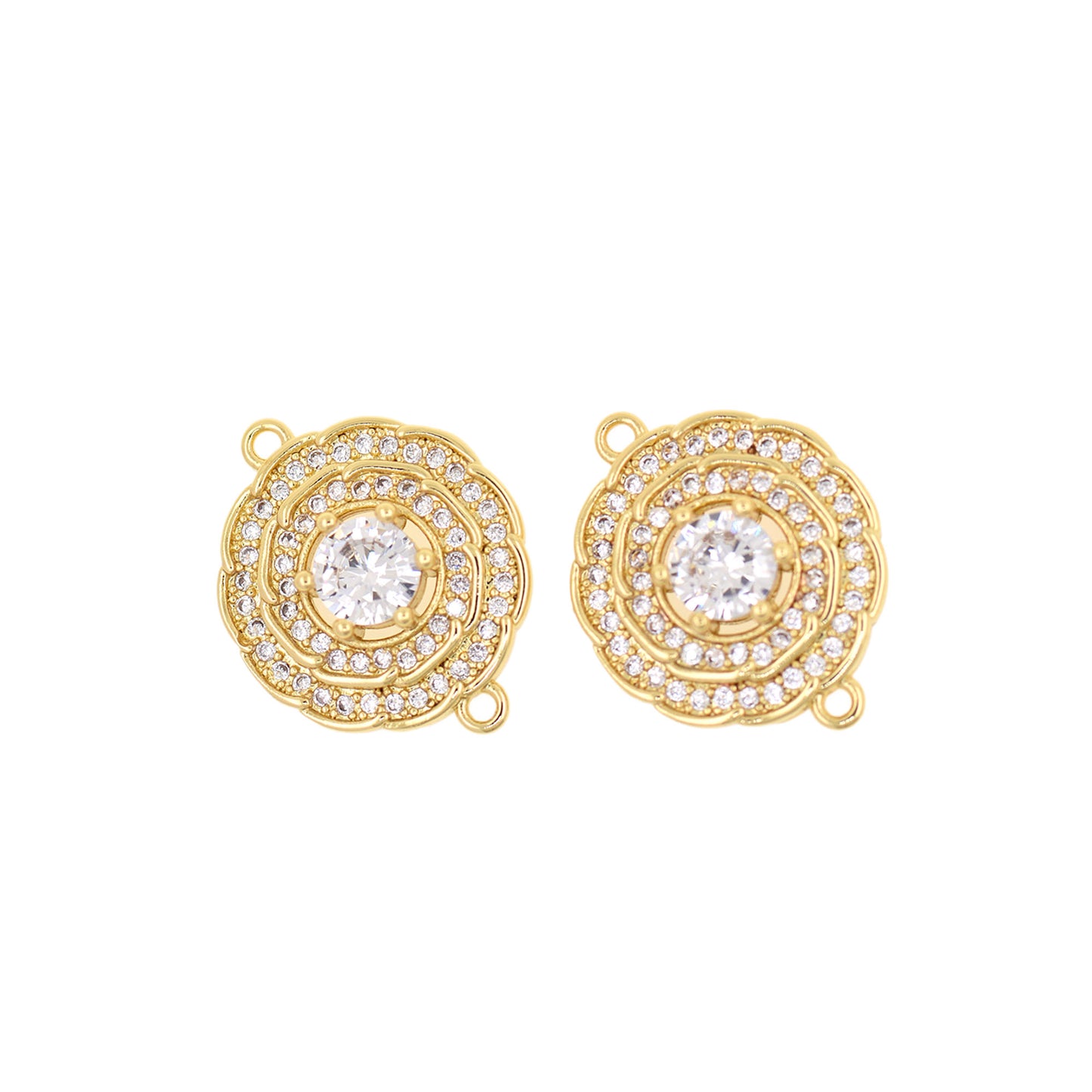 CZ Micropavé Lotus Connector, Brass Diamond Lotus Connector 18mm
