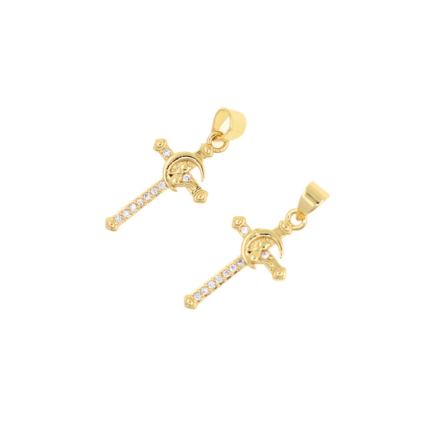 Delicate CZ Micro Set Pavé Cross Pendant 22x12mm