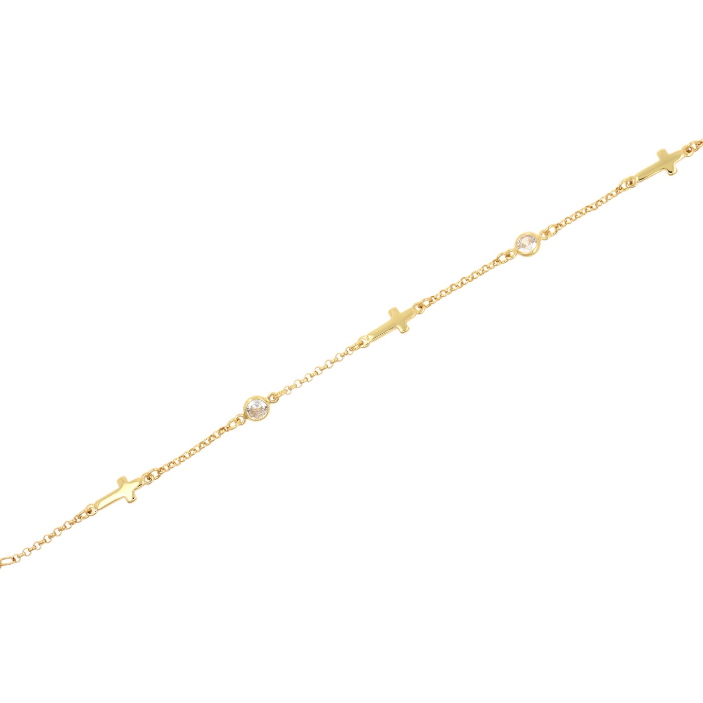 Simple Gold Plated Zircon Cross Chain  5.5x13.5mm