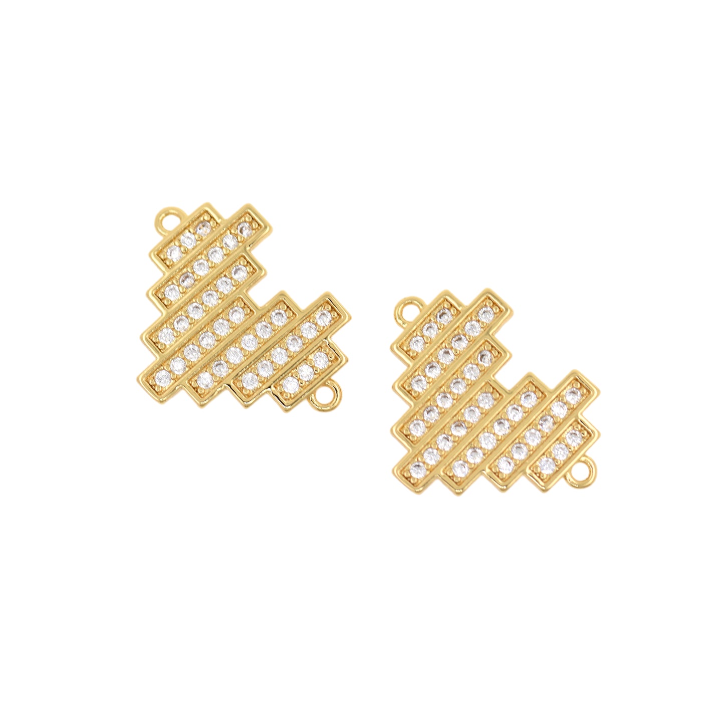 Delicate CZ Micro Set Rhinestone Heart Connector 24x18mm