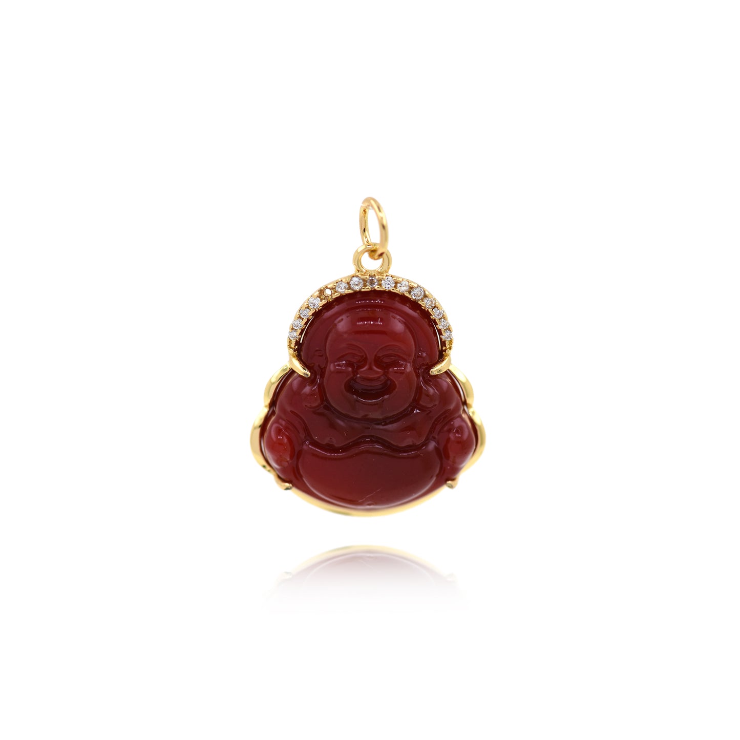 Brass Gold Plated Jade Buddha Pendant 23x19mm