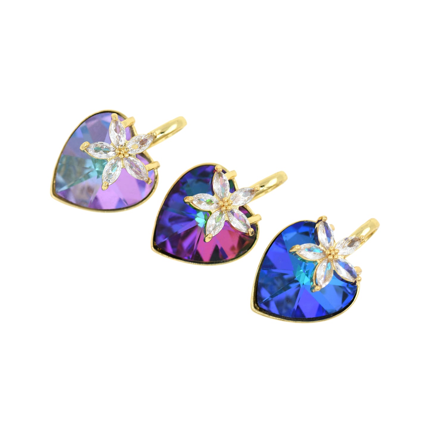 18K Filled Gold Set Zircon Heart Pendant 29x19mm