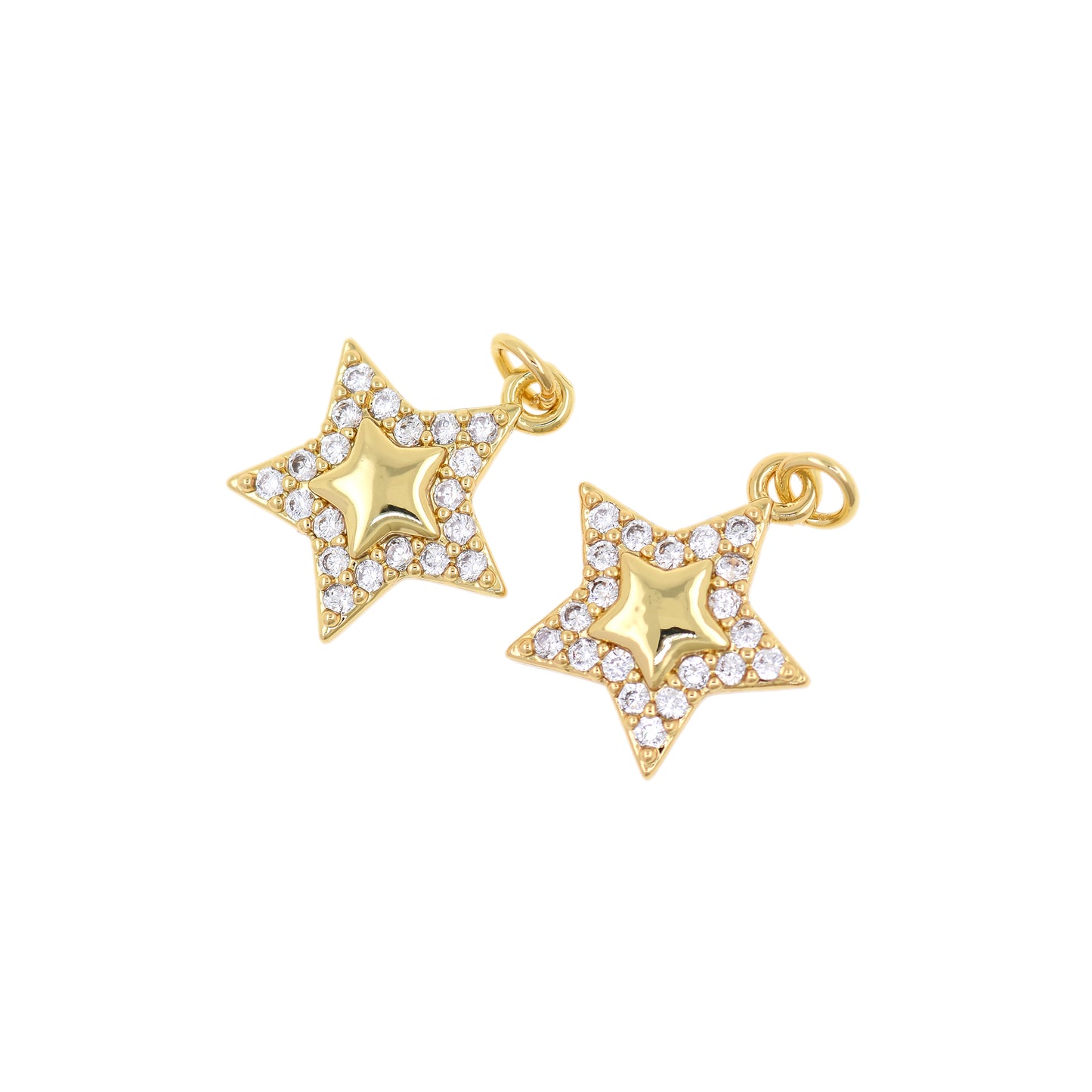 Brass Gold Plated Diamond Star Pendant 16x14mm