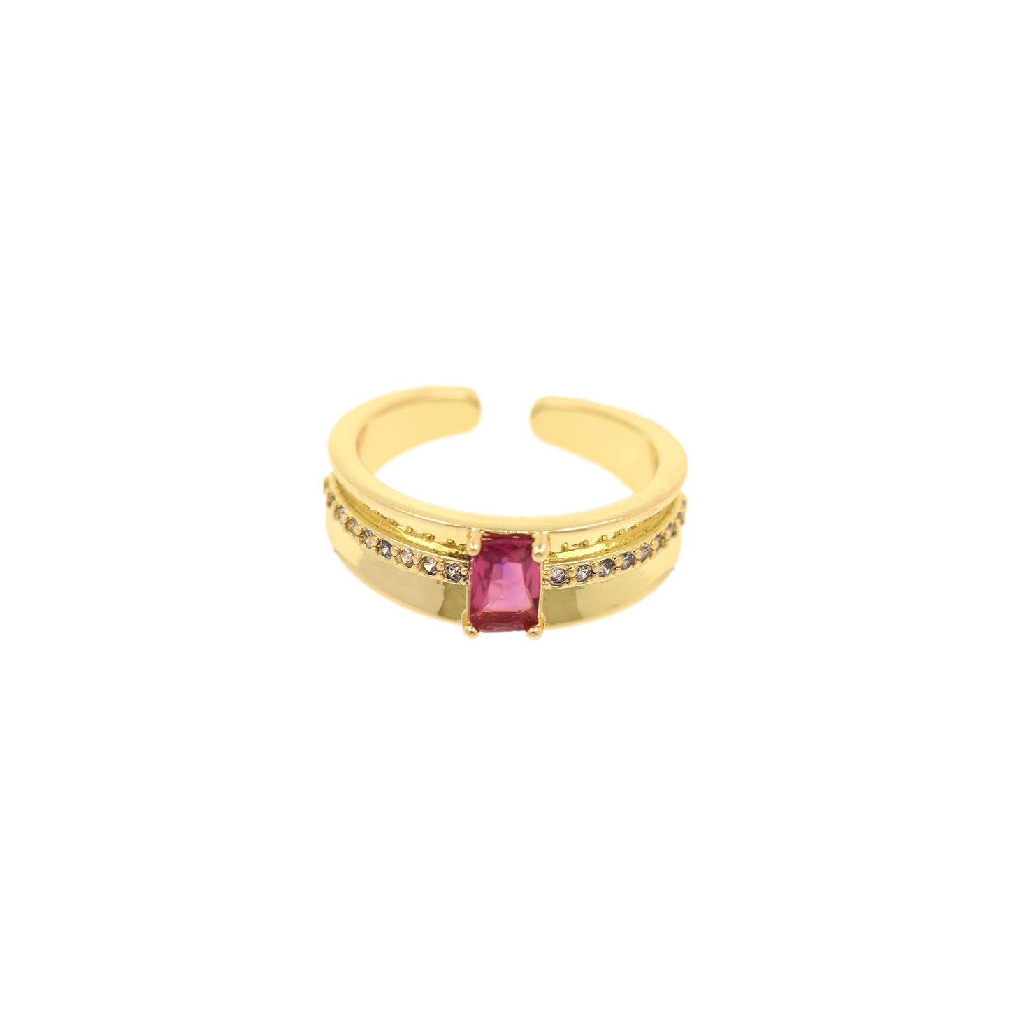 Brass Gold Plated Zircon Ring, Delicate Fashion Ring 23x10mm