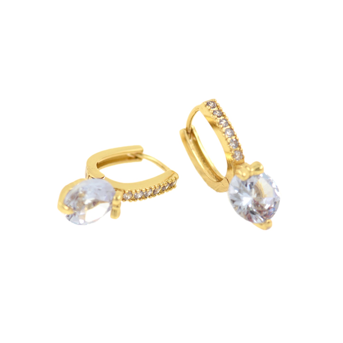 Brass Zircon Geometric Earrings Stud Earrings 20x11mm