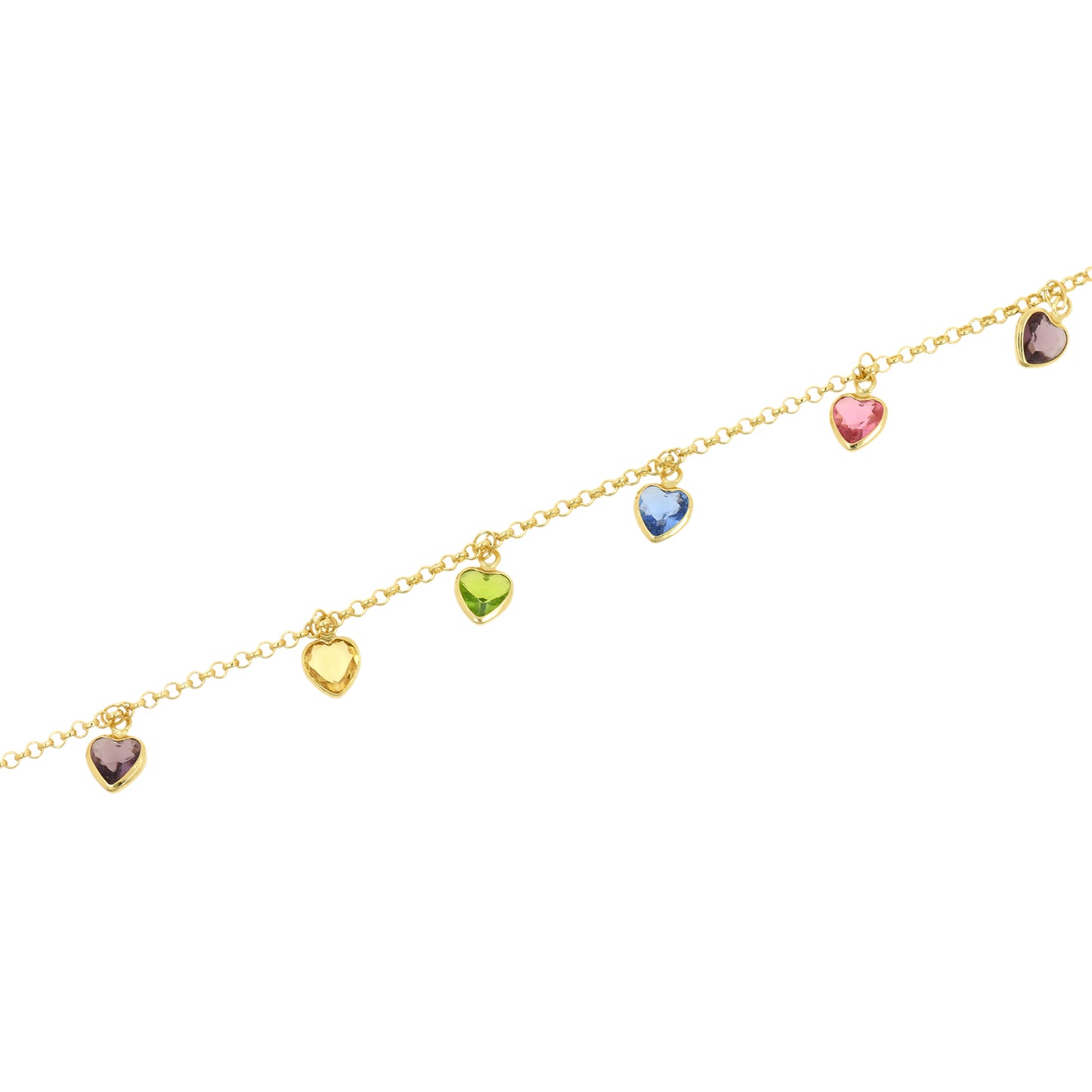 Colorful Crystal Heart Chain 6.5x9mm