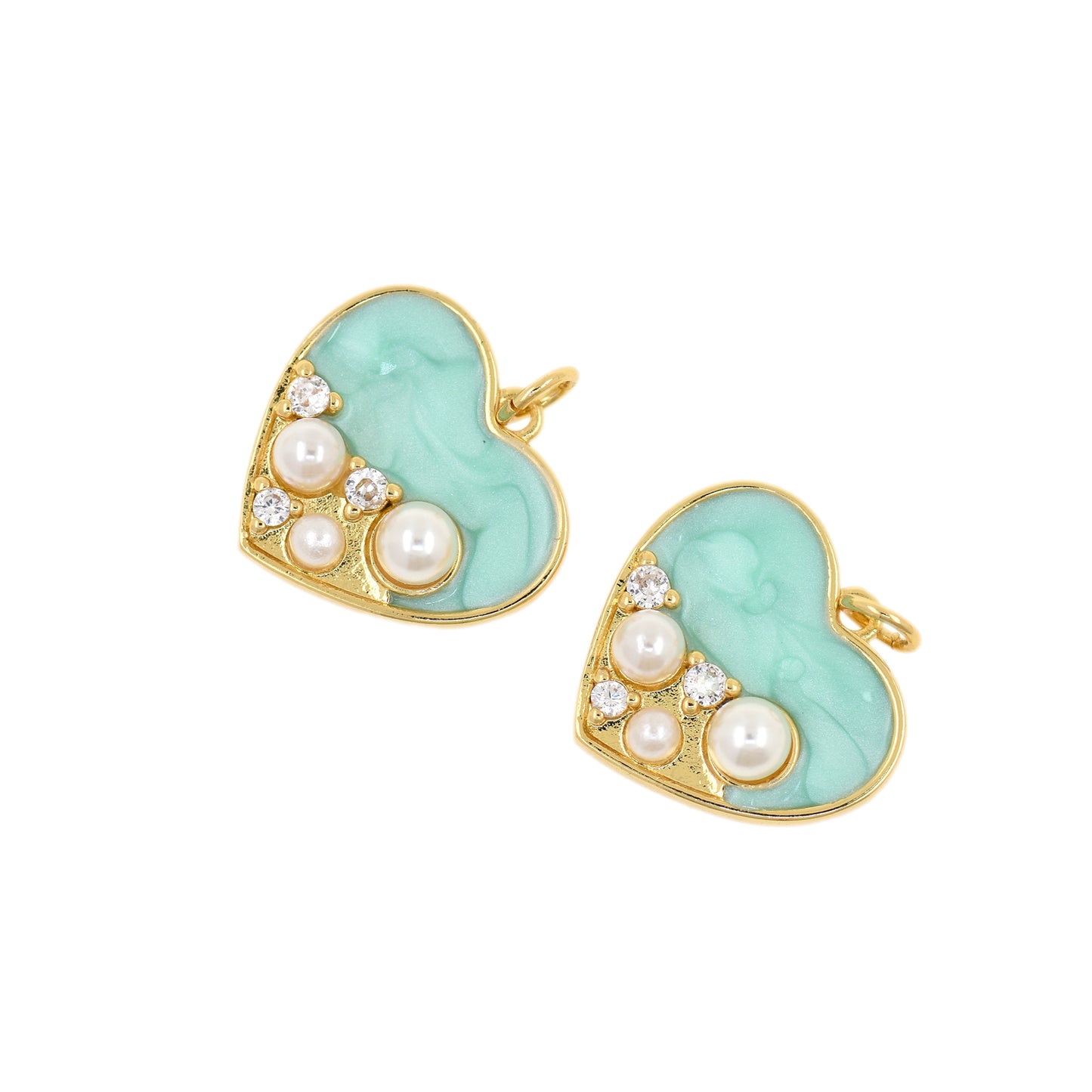 18k Gold Filled Pearl Heart Charm 19x18mm