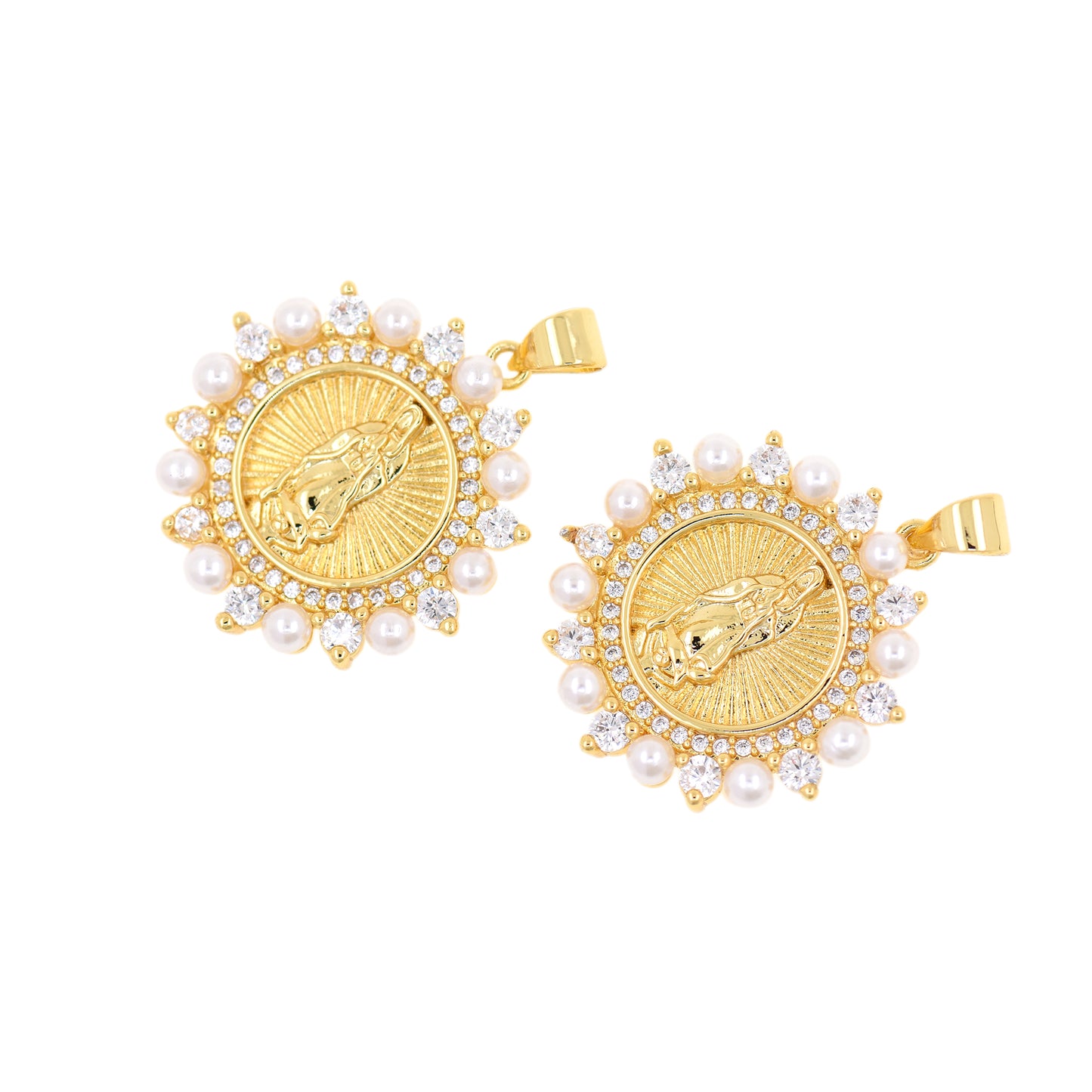 Gold Our Lady of Guadalupe Rosary Parts, Lady Guadalupe Link Charm Pendant 23.5mm