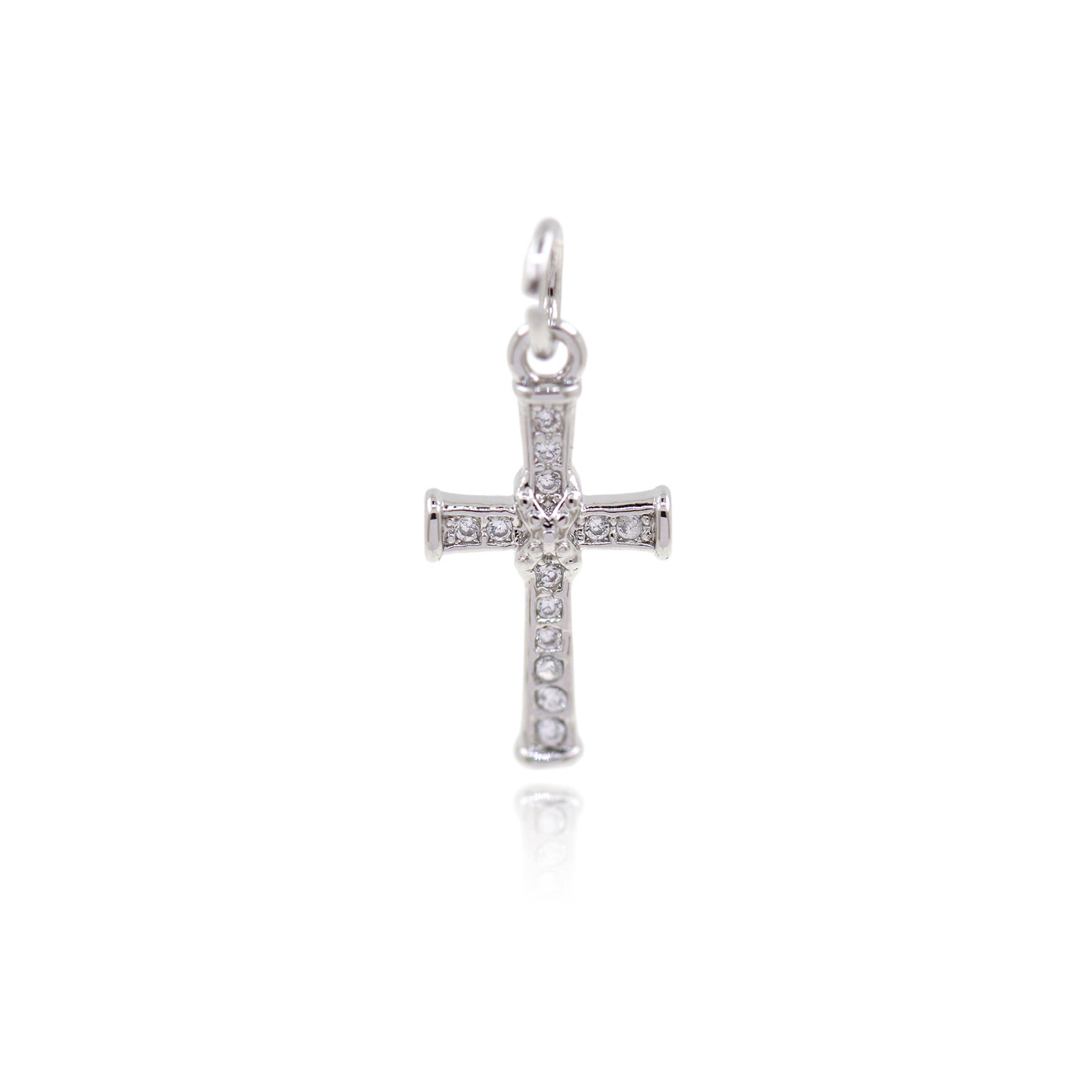 Cubic Cross Pendant, Micro Pave Cross Charm Pendant 17x9.5mm