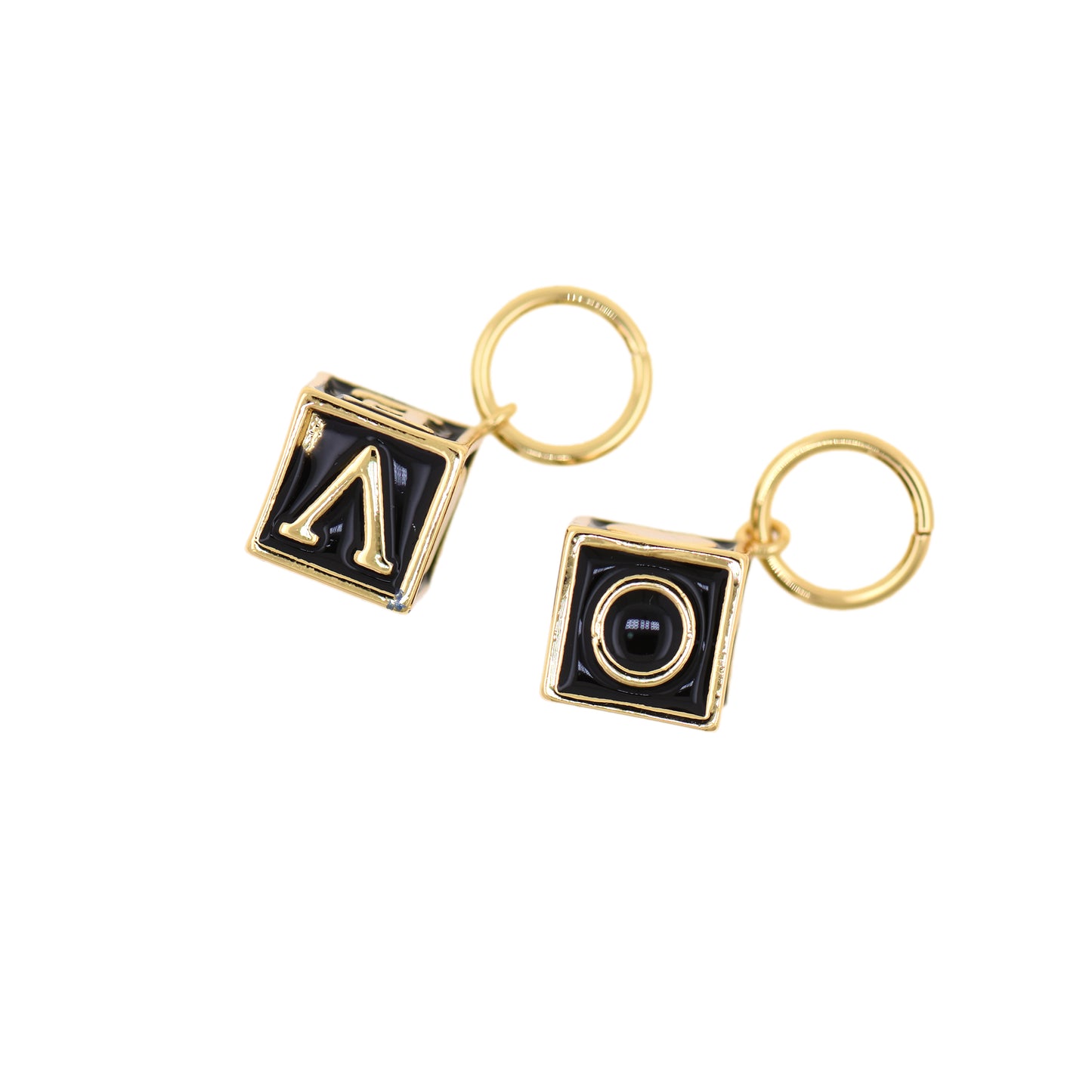 Square Initial Letter Beads,18k Gold Filled Alphabet Beads 10x10mm