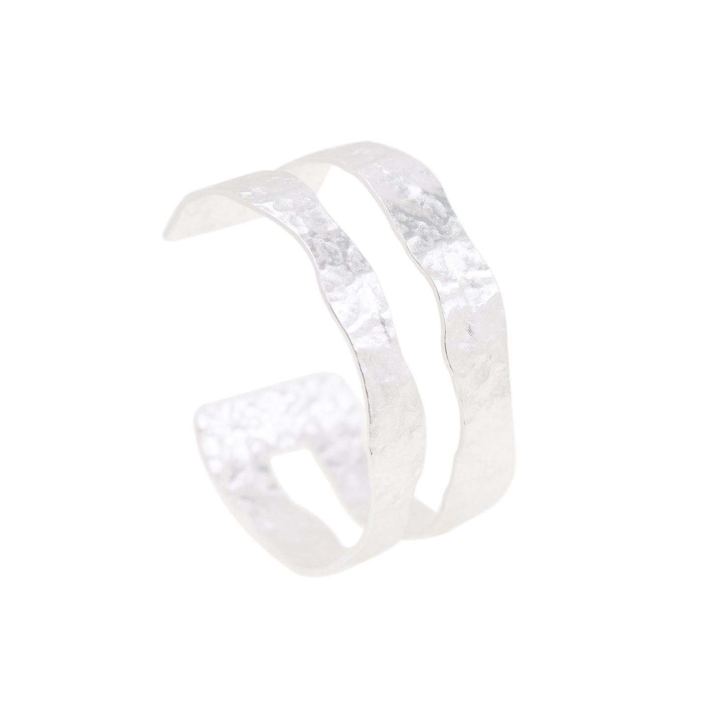Silver Double Cuff Bangle,Chunky Silver Bangles 62x27mm