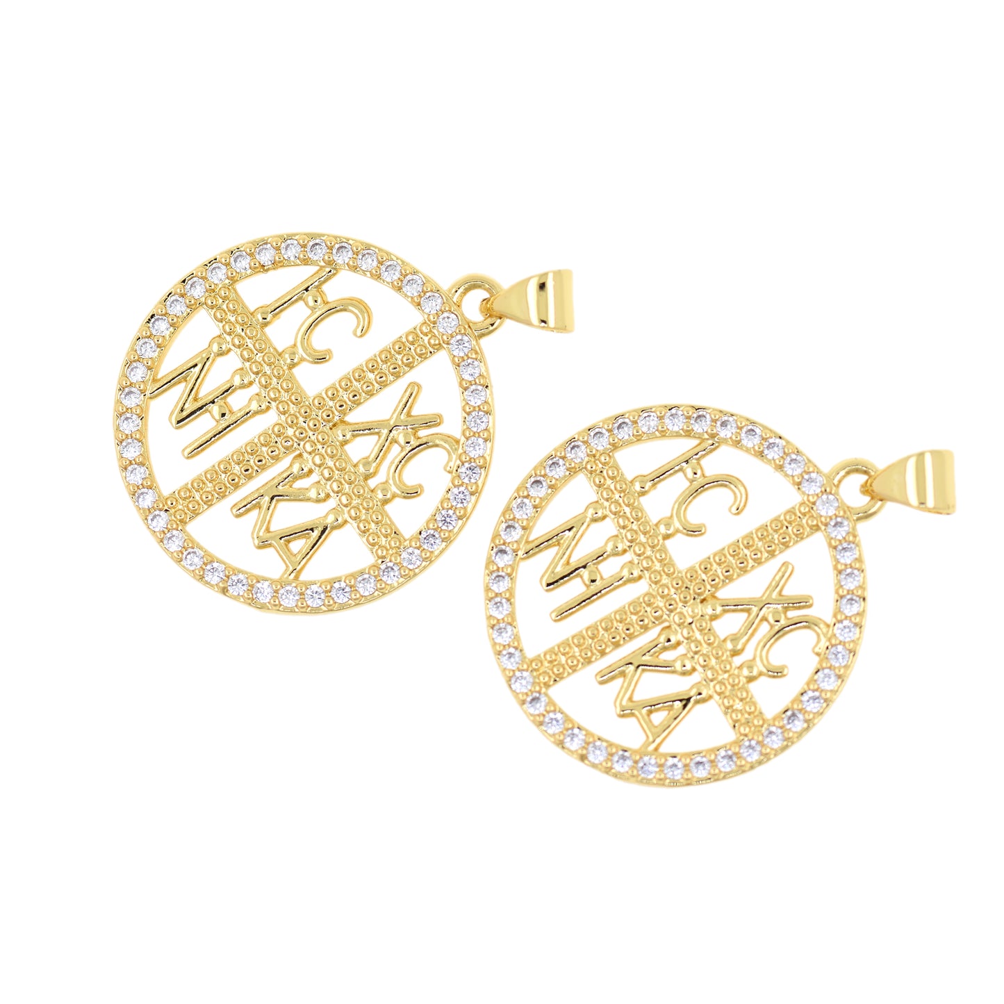 18K Gold Filled Catholic Charm,Hollow Fashion Letter Cross Pendant 24mm