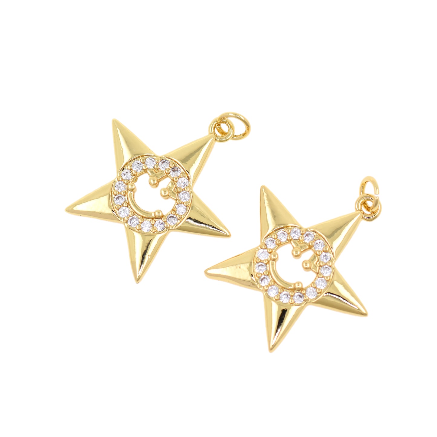 18K Gold Filling Star Smiling Face Pendant 23x22mm