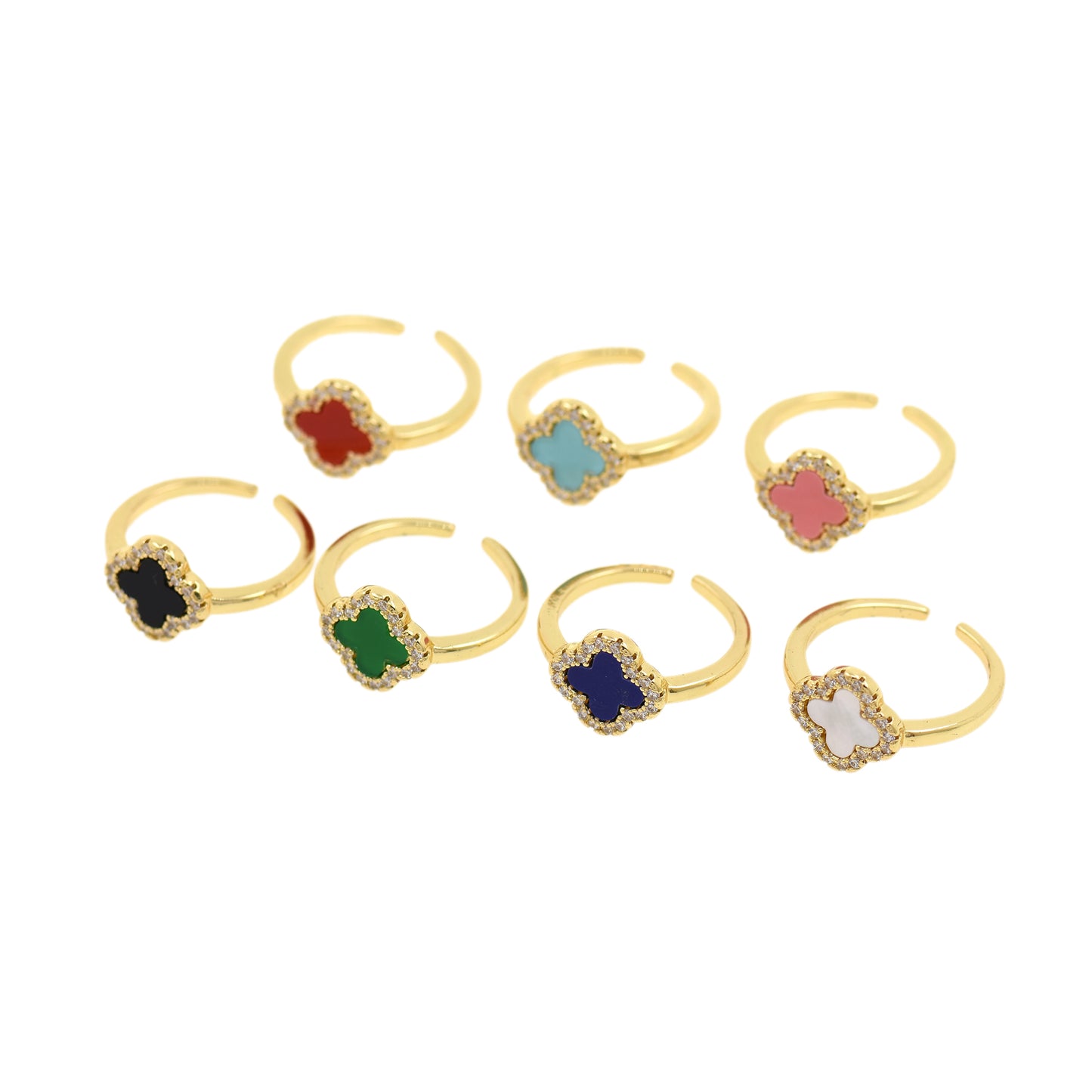 Brass Gold Plated Colored Zircon Rectangle Ring 11.5x21mm