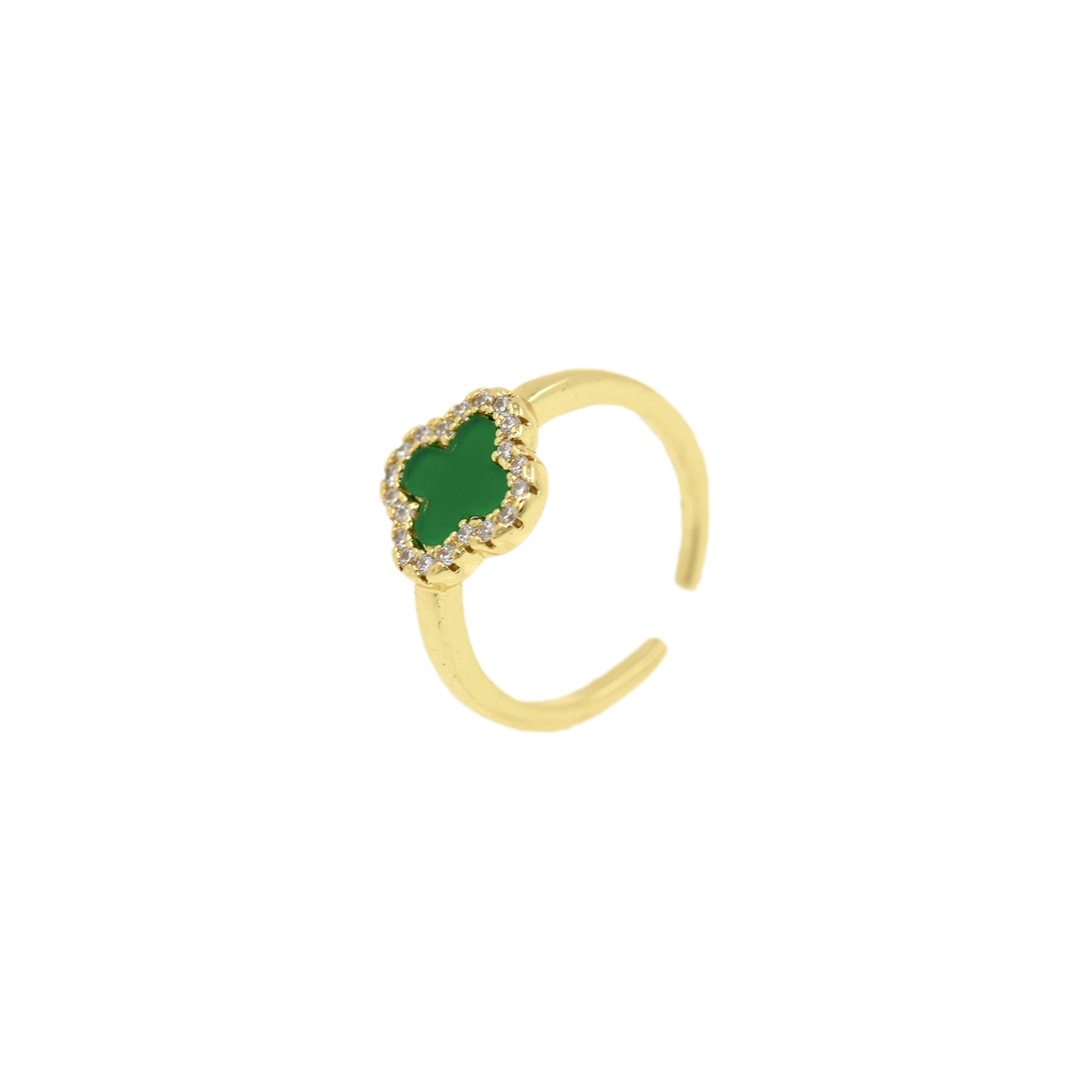 Brass Gold Plated Colored Zircon Rectangle Ring 11.5x21mm