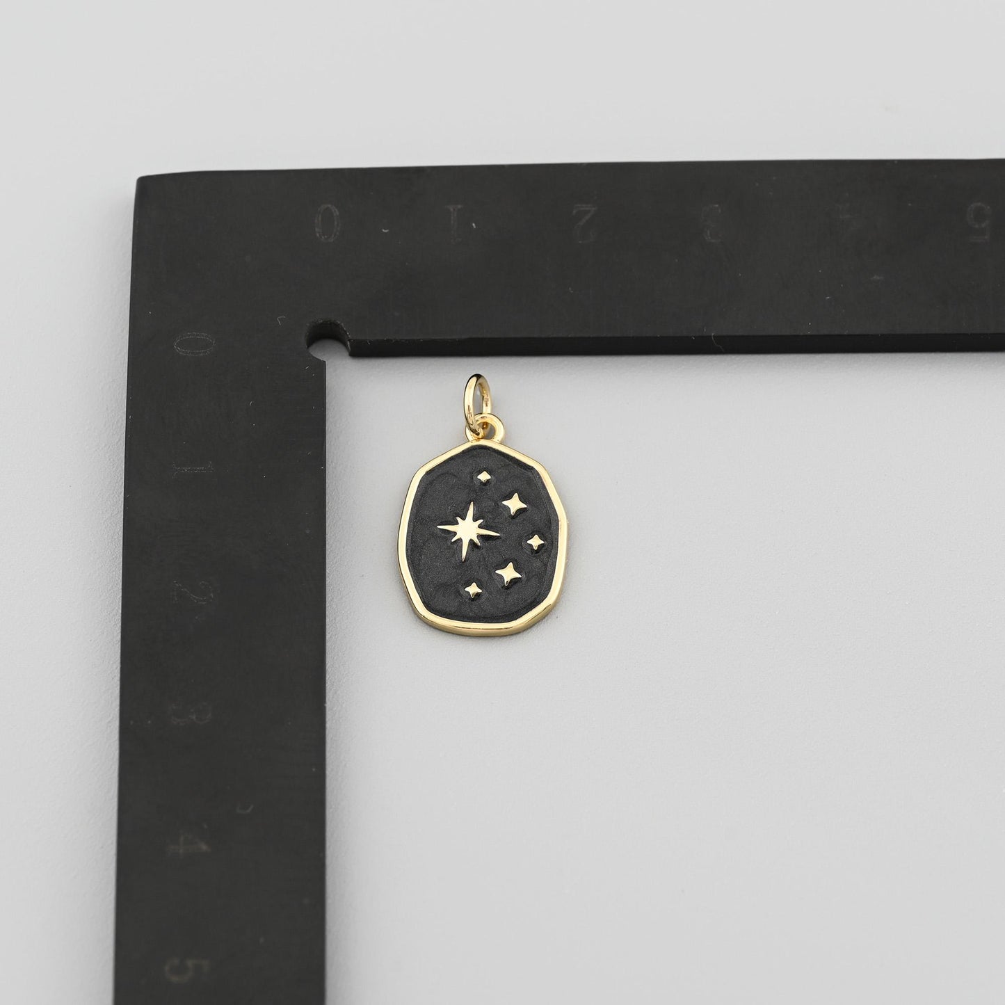 18K Gold Filled Enamel Pendant with Star Moon Pattern 13x18mm