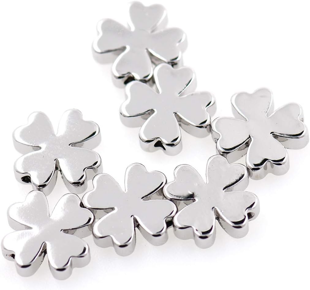 Clover Charms,Brass Flower Spacer Accessories 10x2.5mm