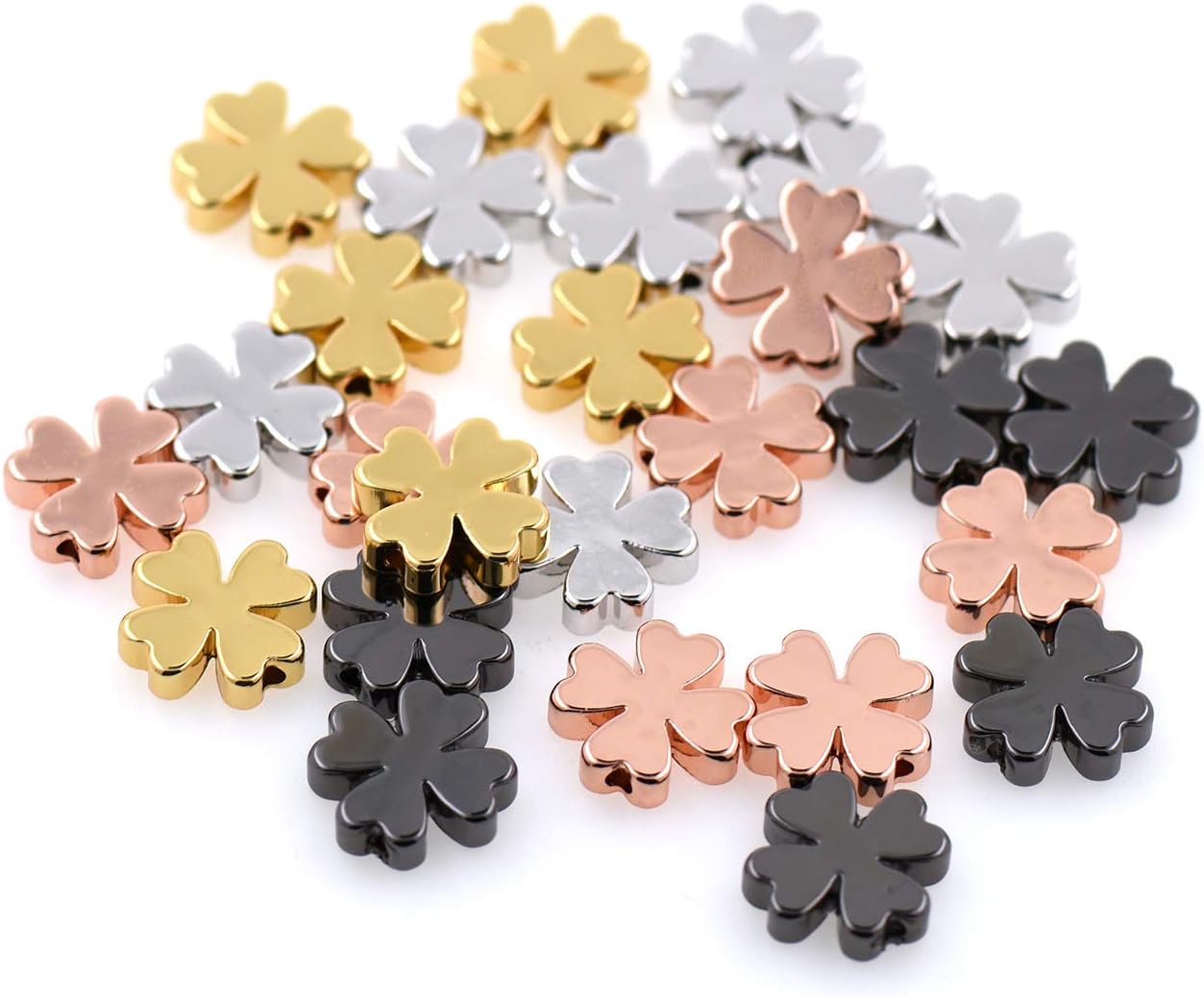 Clover Charms,Brass Flower Spacer Accessories 10x2.5mm